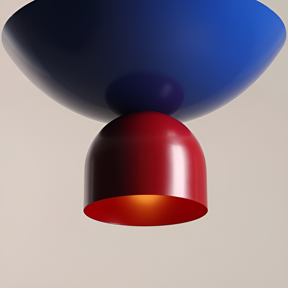 Ilia blue hanging lamp with red