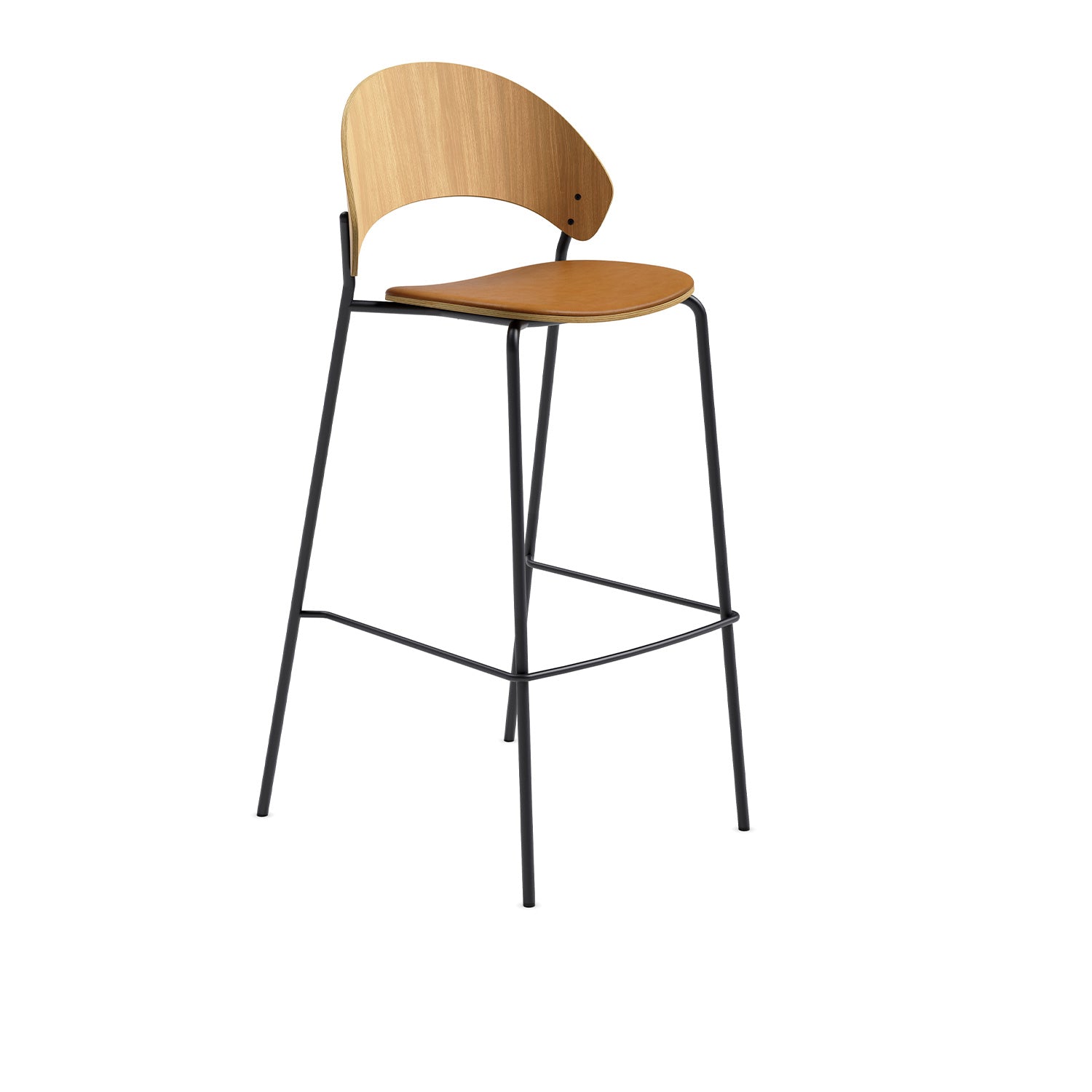 Hocker DOSINA Eiche mit schwarzem Gestell