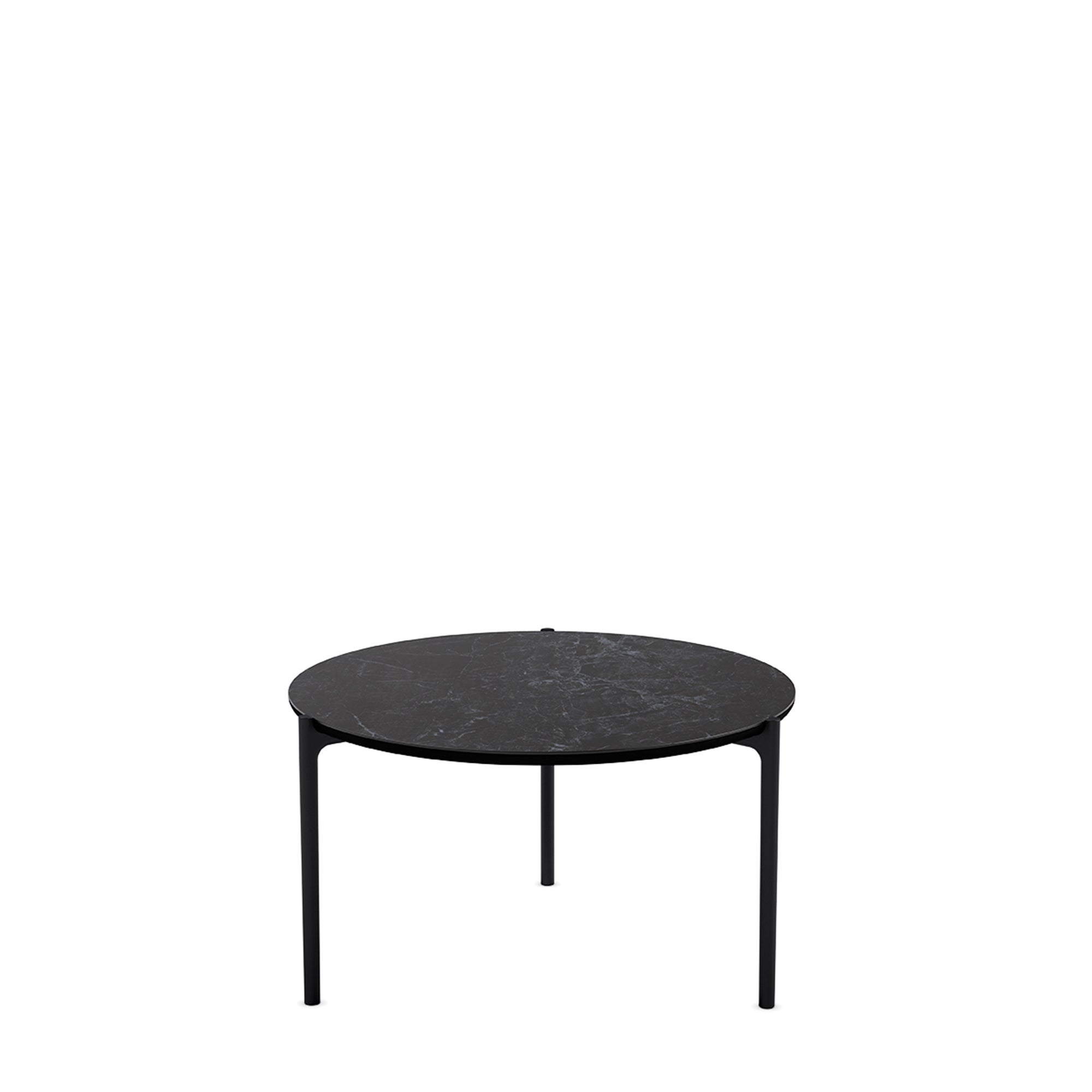Runder Couchtisch SAVOYE schwarze Keramik mit schwarzem Gestell