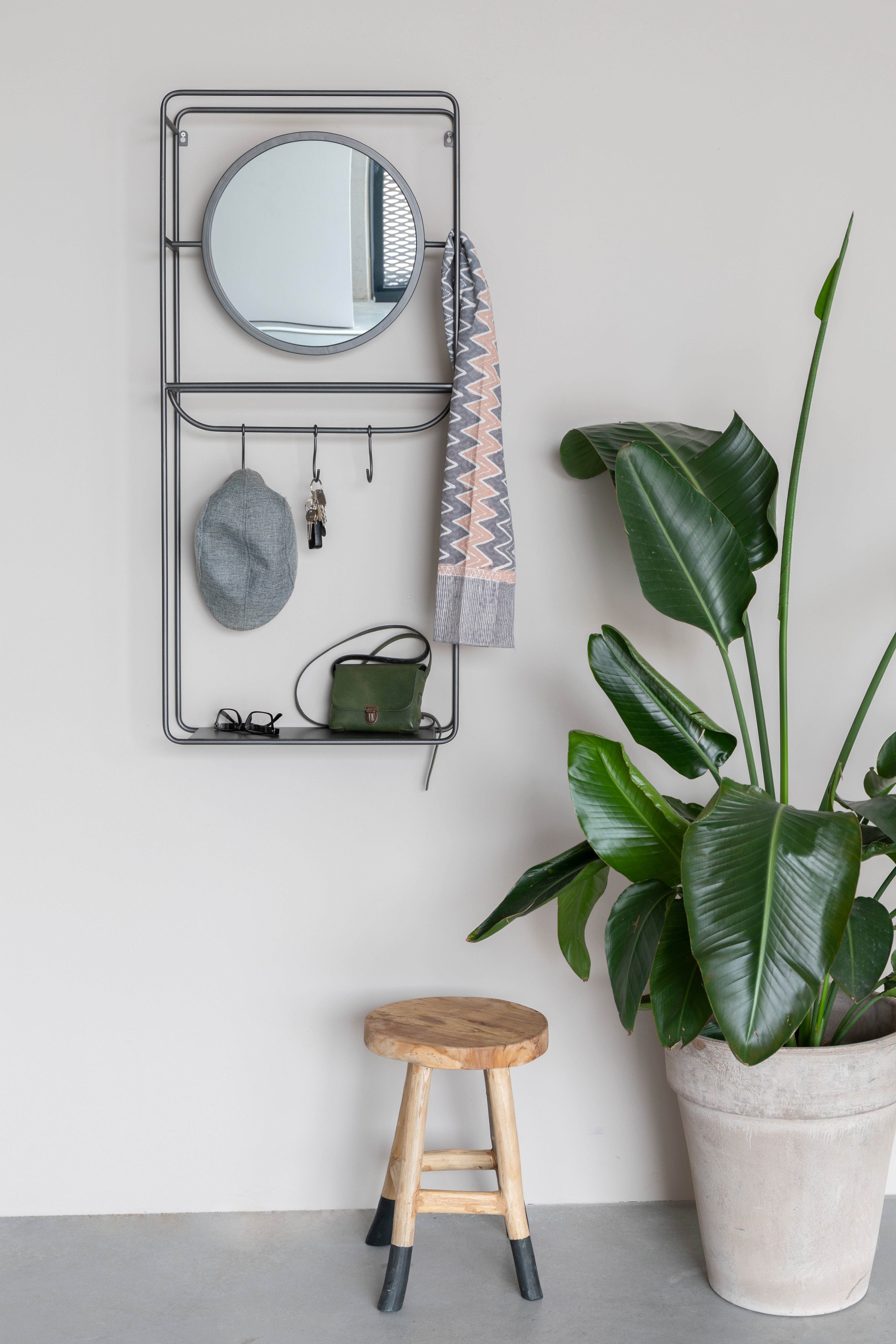 Wall-mounted coat rack with mirror DUCO black