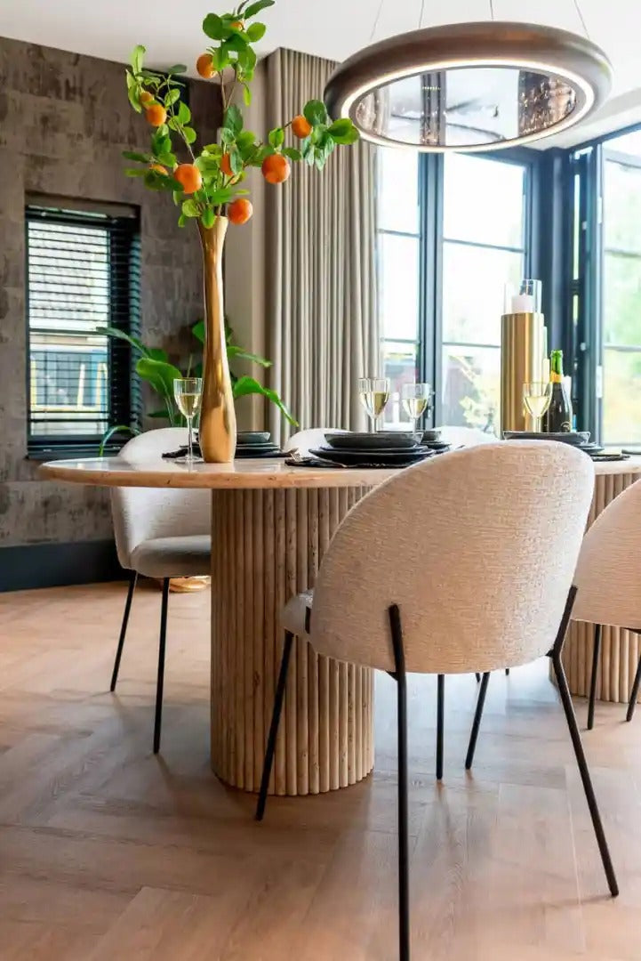 Tisch LA CANTERA braun mit Travertin
