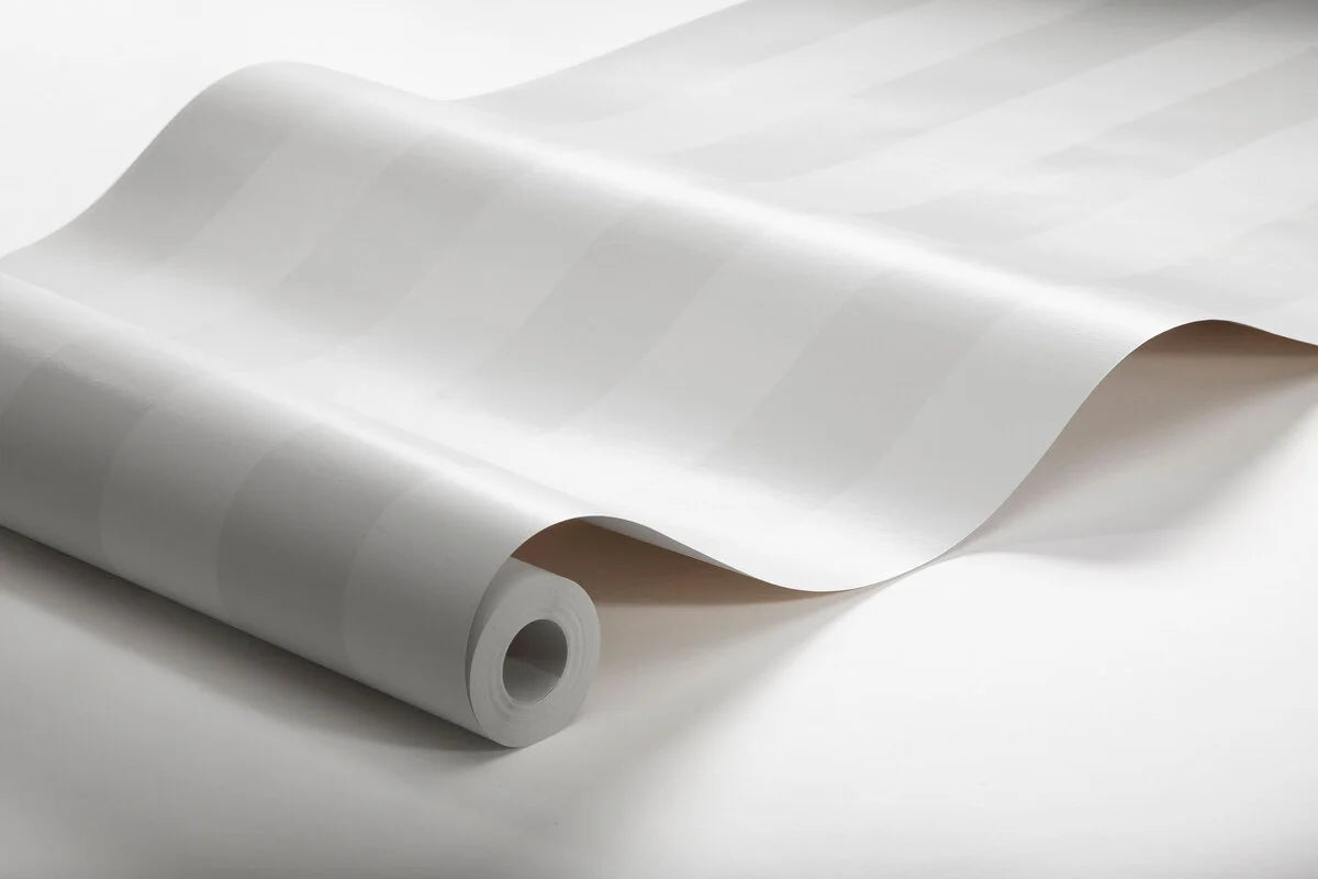 Non-woven paper wallpaper in stripes FALSTERBO STRIPE white with gray