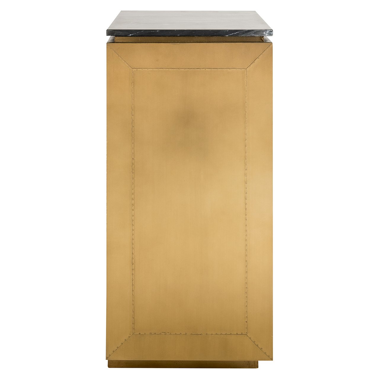 FINSBURY glass-fronted sideboard in antique gold with black marble