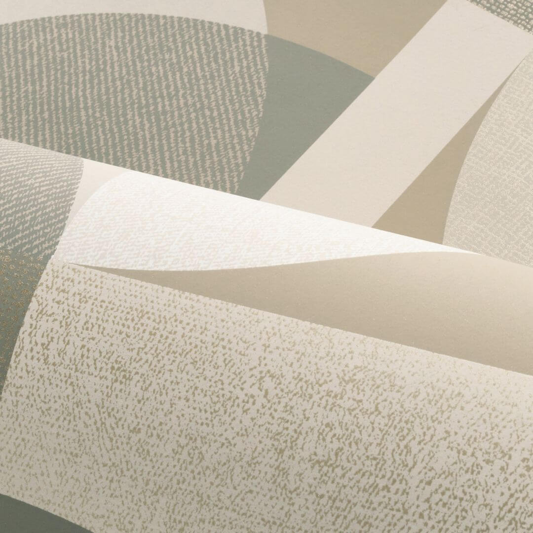 Wallpaper with geometric pattern BARILLET - WHITE/BEIGE white with coffee beige