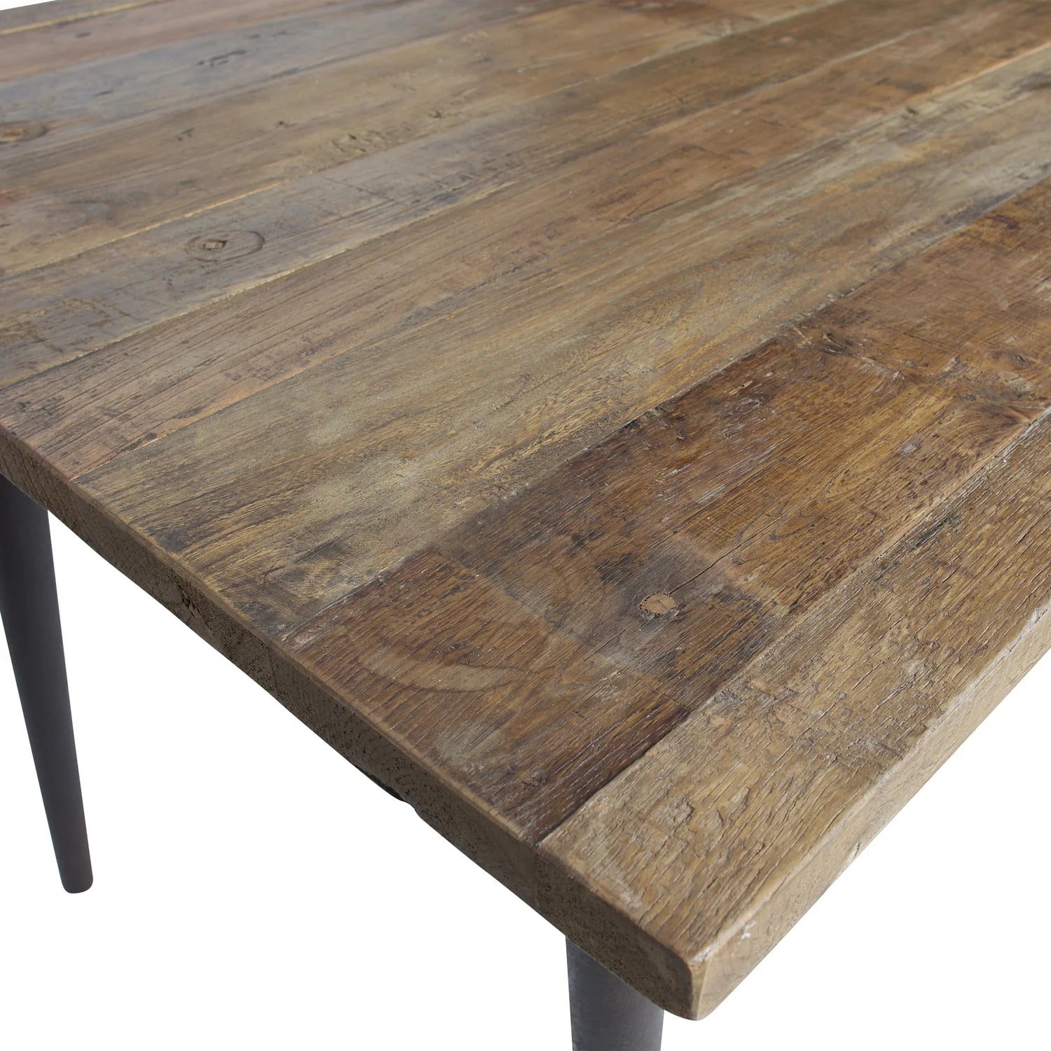 Tischgilde Holz mit einer schwarzen Metallbasis