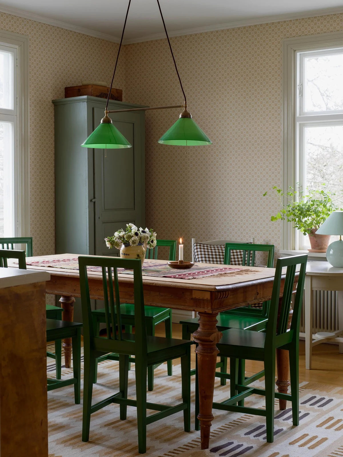 Paper non-woven wallpaper with geometric pattern STELLA light beige with yellow