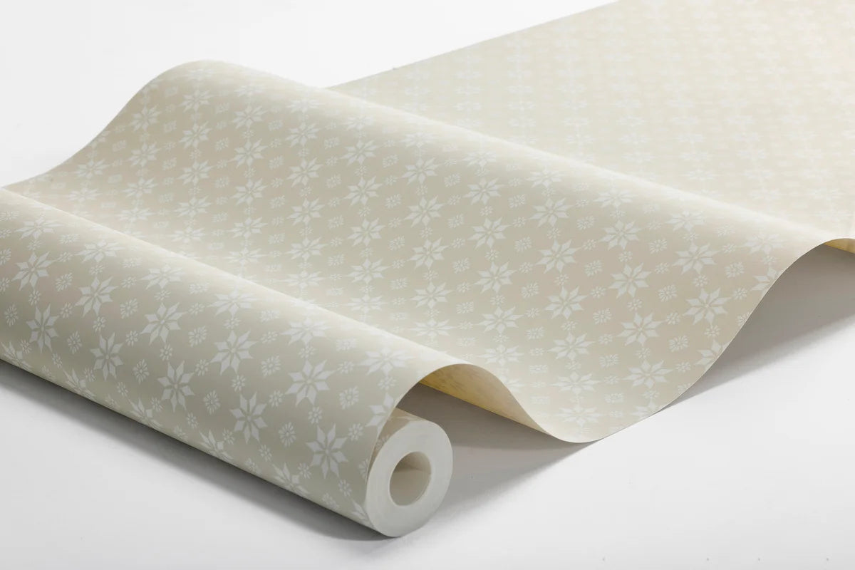 Non-woven paper wallpaper with geometric pattern STELLA white with beige