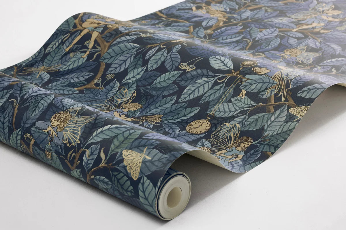 Children's wallpaper with a fairy tale fairy motif FAIRIES dark blue