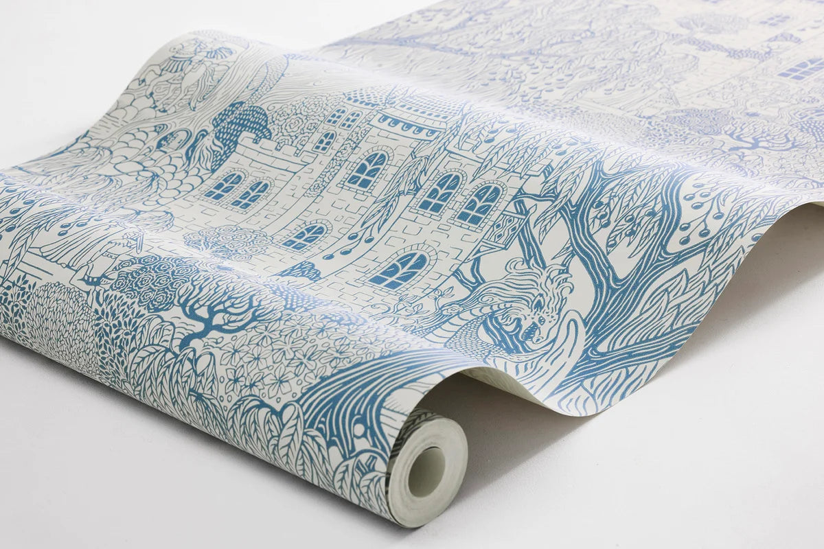 Children's wallpaper with a fairy tale theme KINGDOM OF THE WILLOW blue