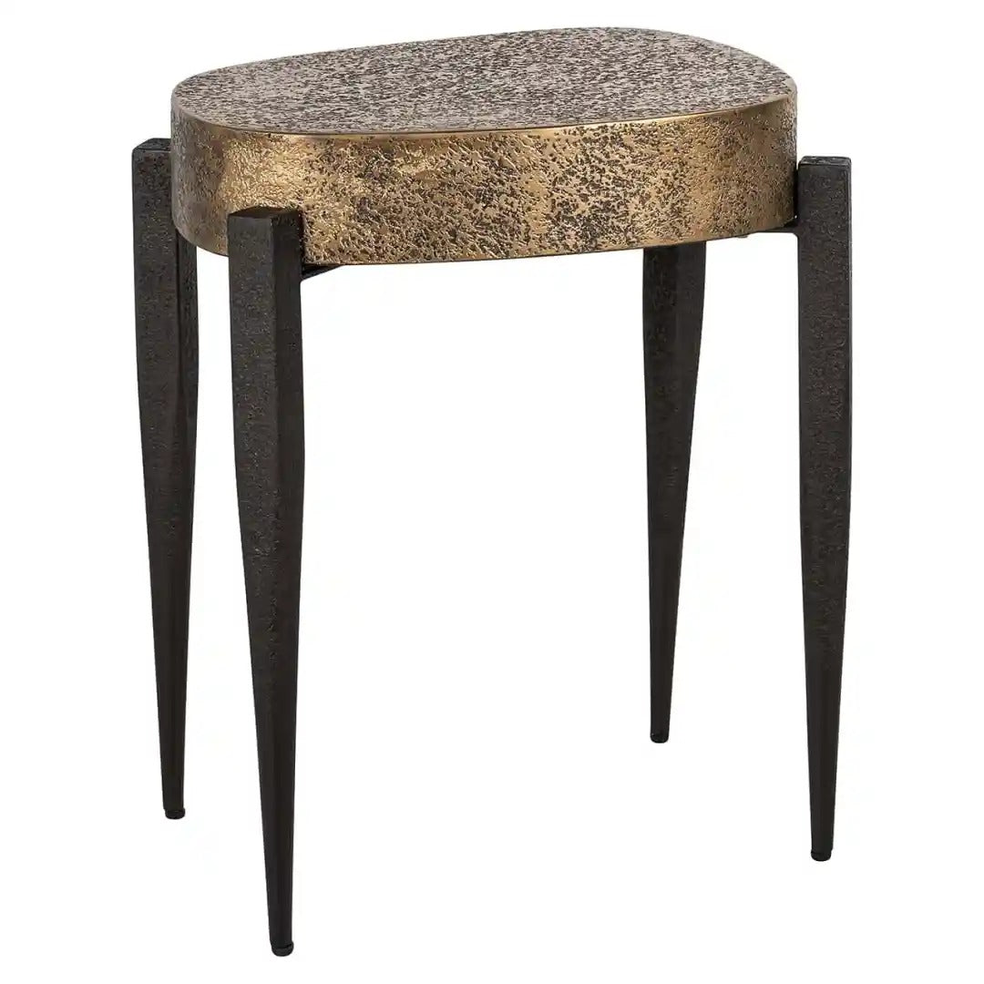 DECLAN black side table with antique gold