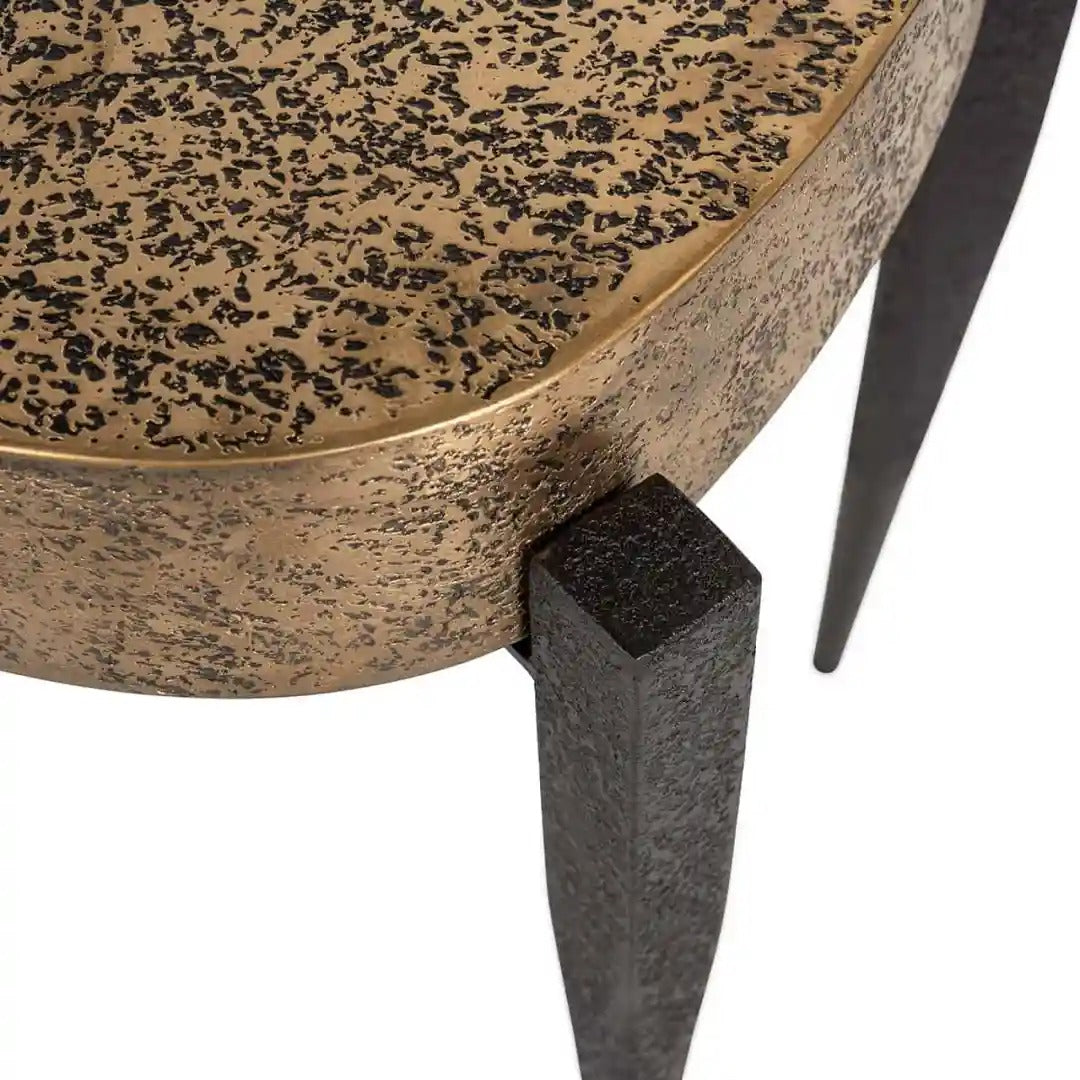 DECLAN black side table with antique gold