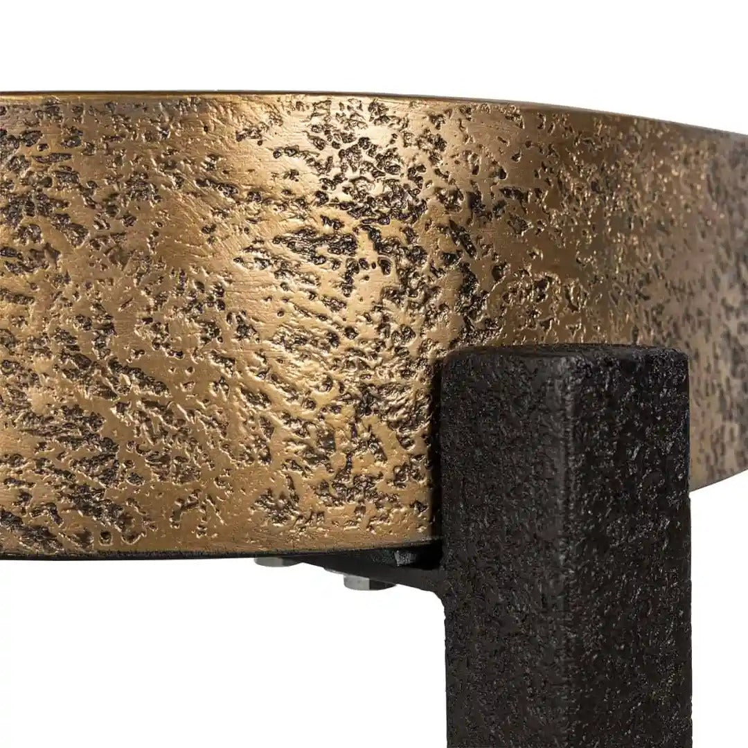 DECLAN black side table with antique gold