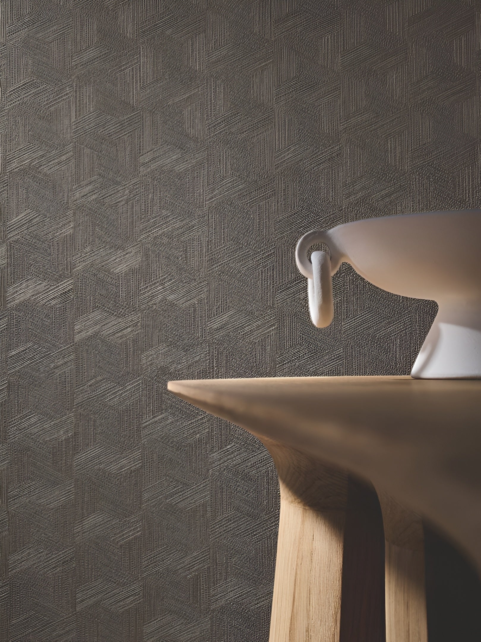 Geometric Structural Wallpaper Inspired by Banana Leaves LINDU - NOIR Black