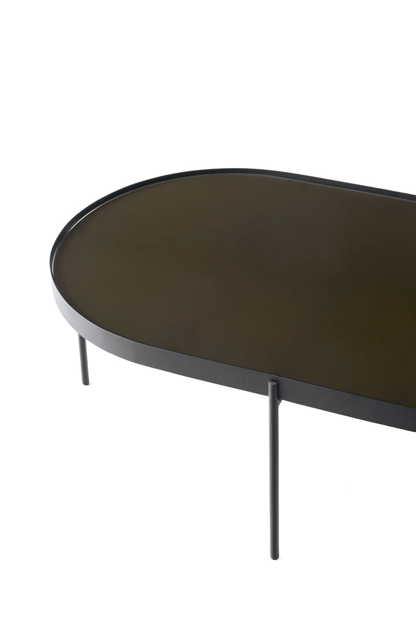 Couchtisch NONO braunes Glas mit schwarzem Gestell
