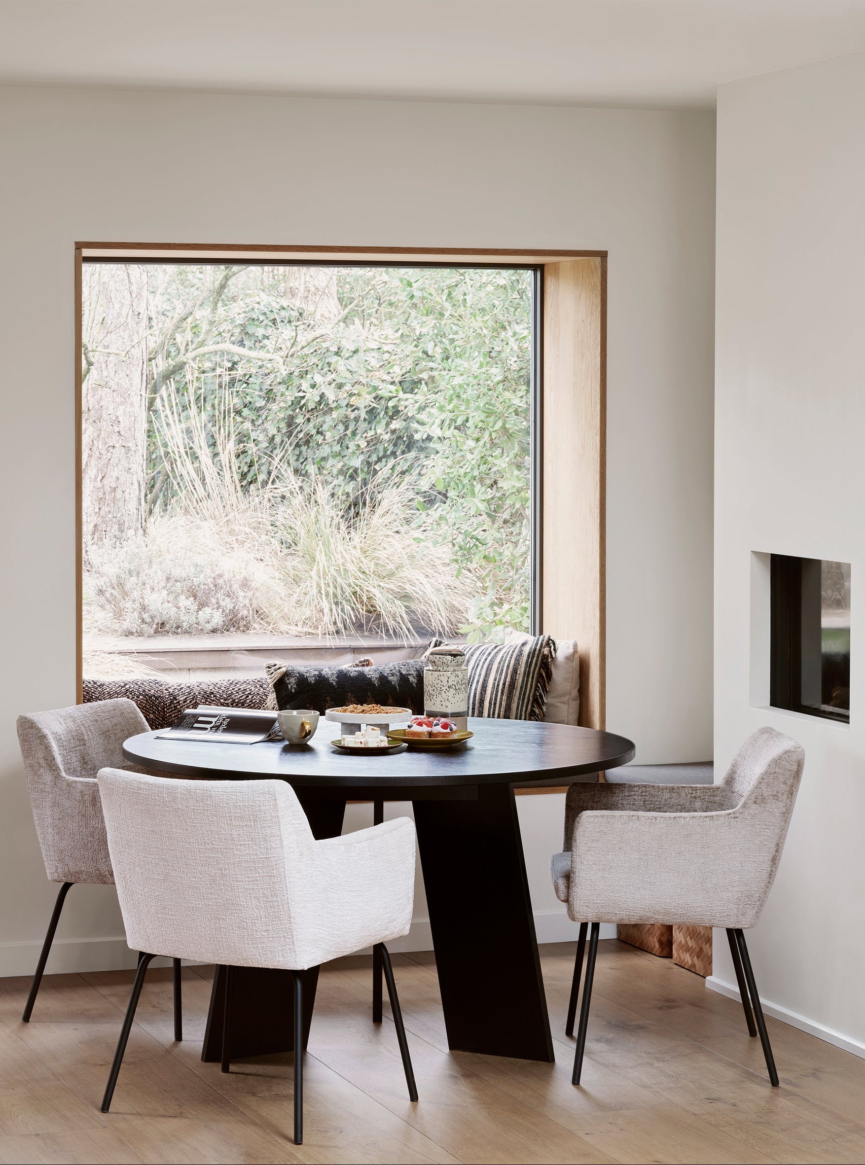 Black round table