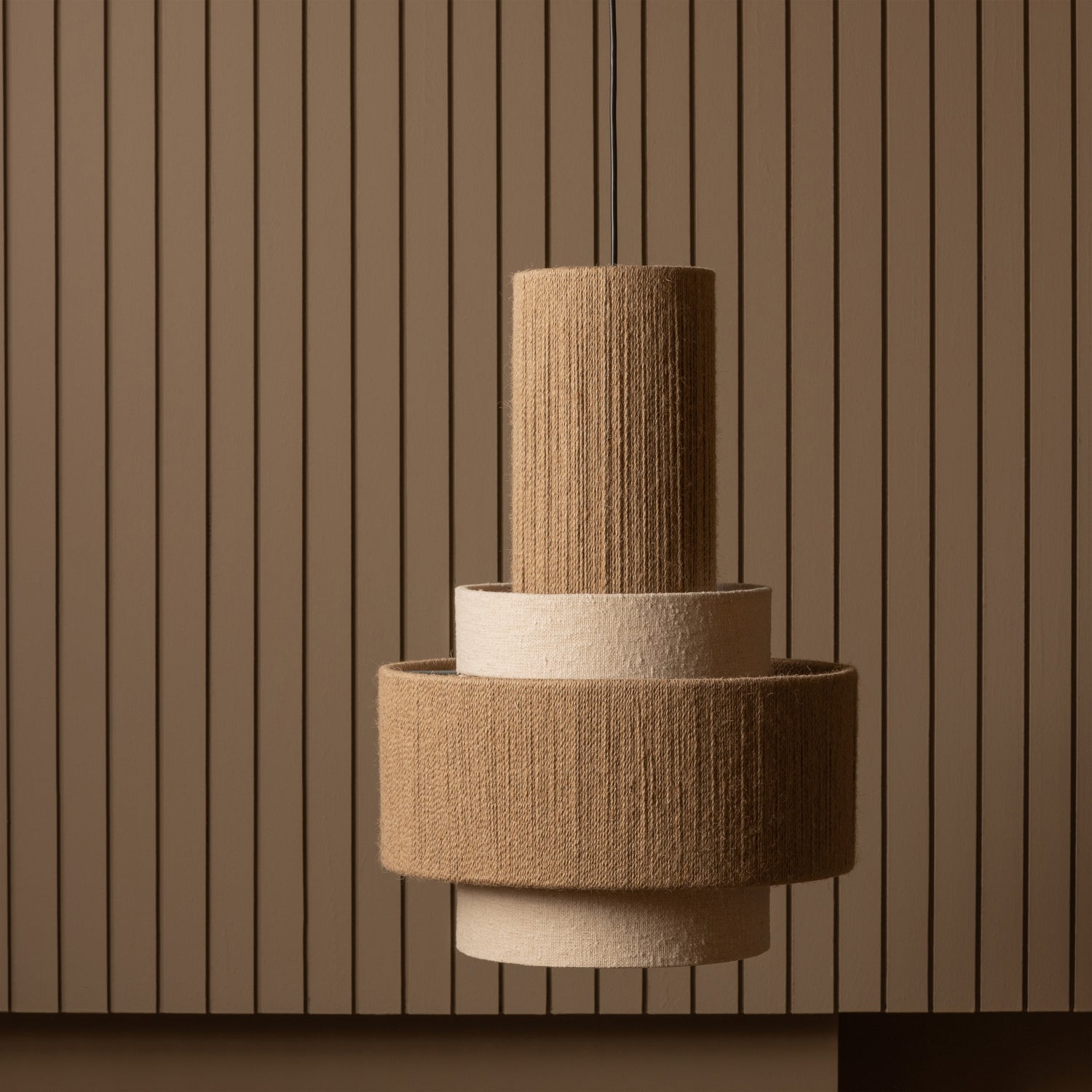 Peeling Lamp Pelle Beige Seil