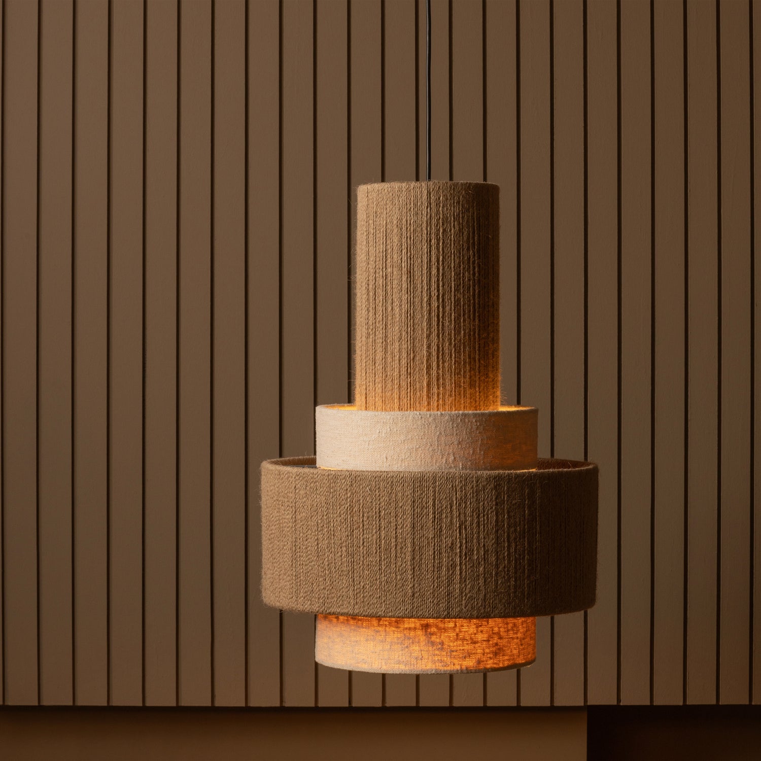 Peeling Lamp Pelle Beige Seil