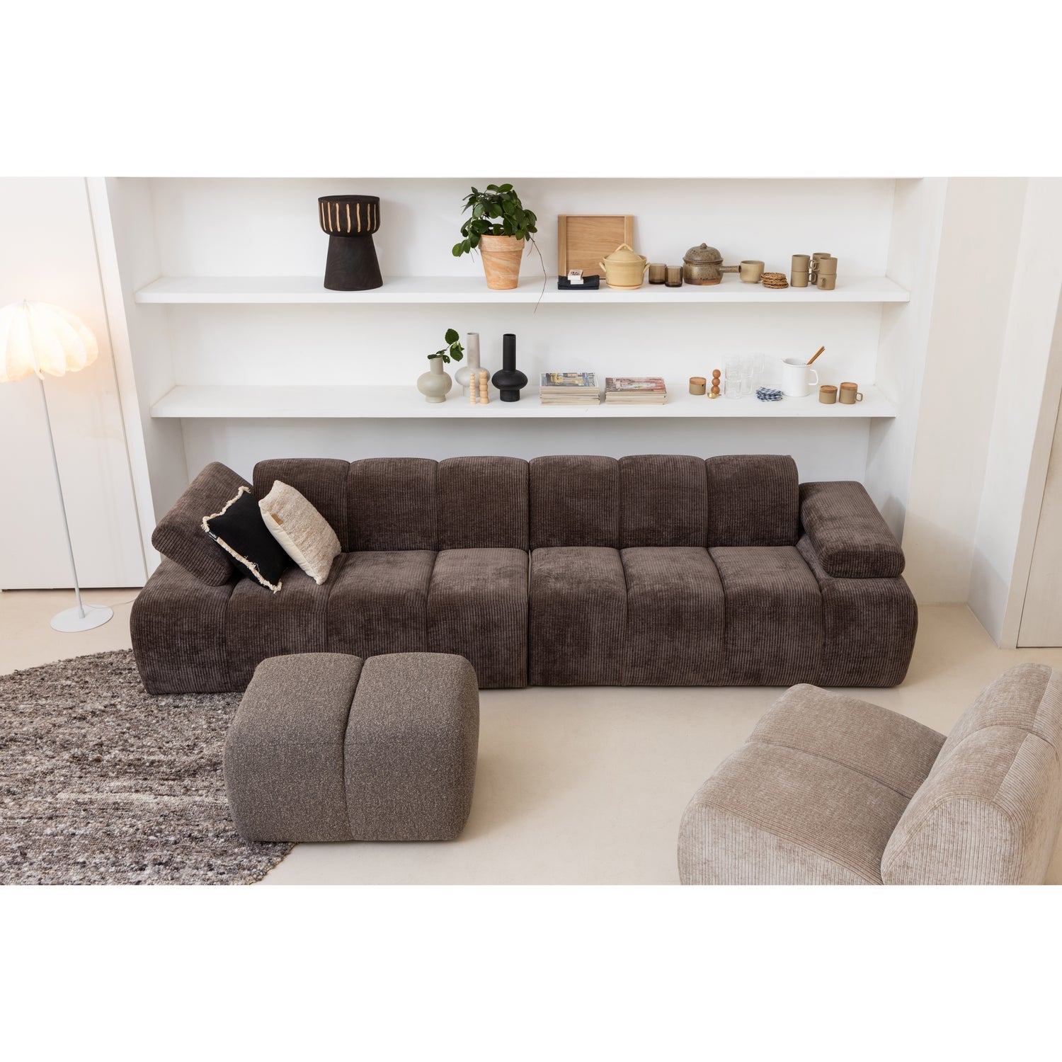 MOJO modular sofa - 1.5-seater right-hand dark brown corduroy element