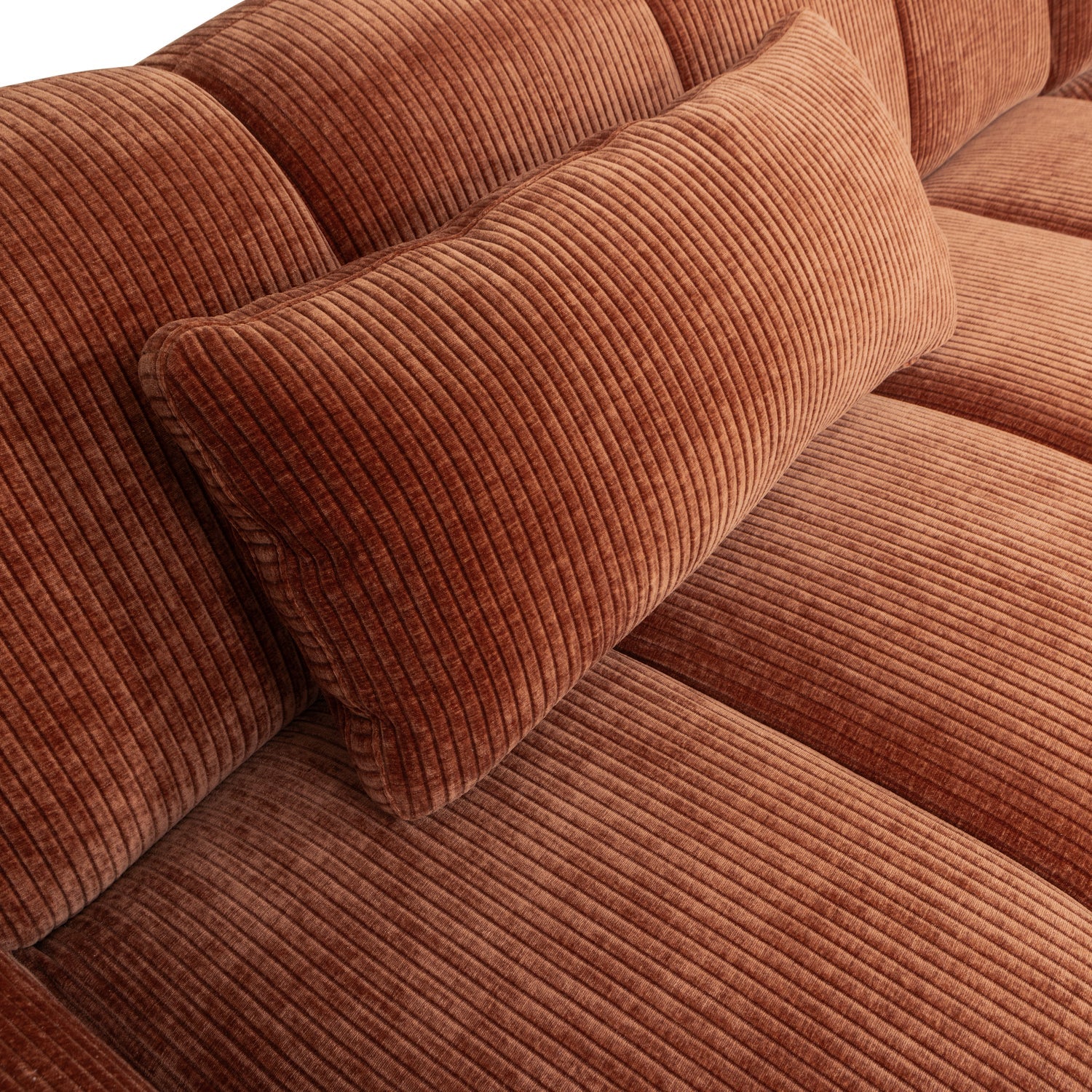 Mojo Cushion Woven Rib Fabric Rust Brown