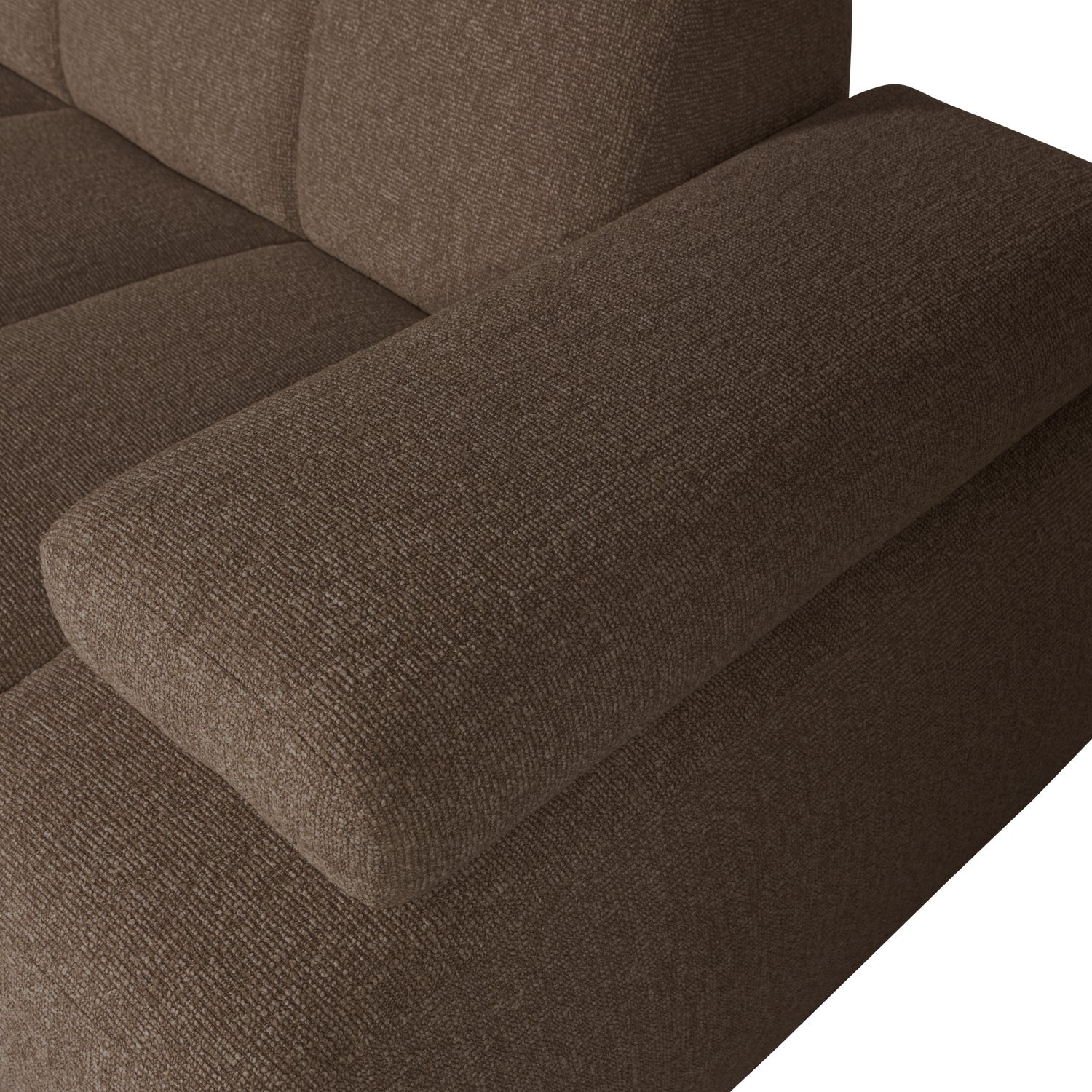 Left-facing modular corner sofa MOJO in dark brown bouclé