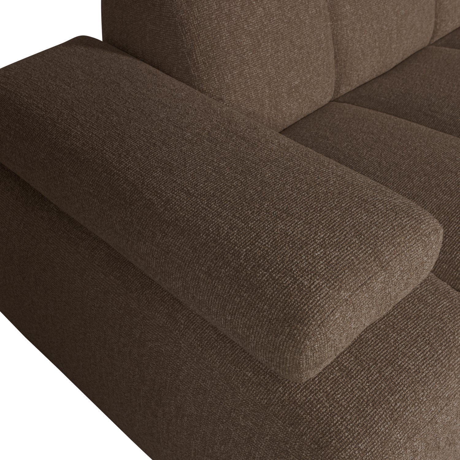 Right-facing modular corner sofa MOJO in dark brown bouclé