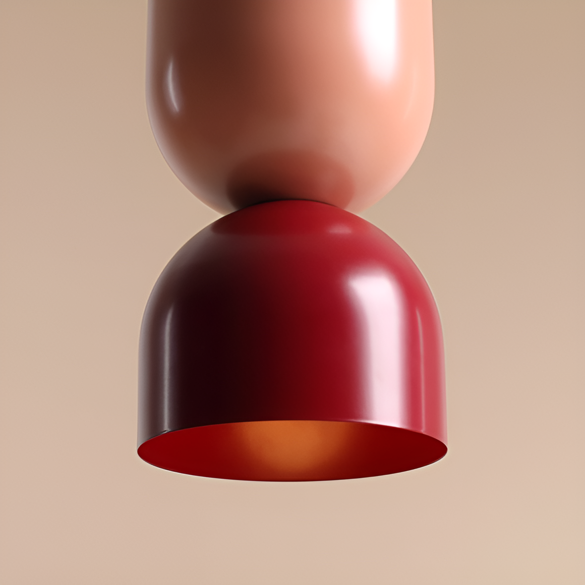 Lui coral hanging lamp with burgundy