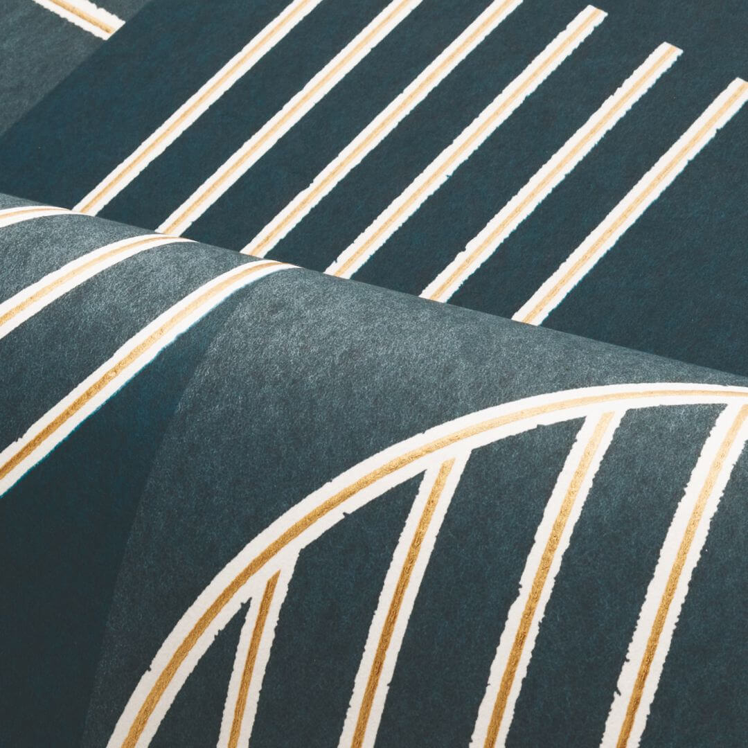 Non-woven wallpaper with a geometric pattern ANNÉES 30 - MARINE navy blue