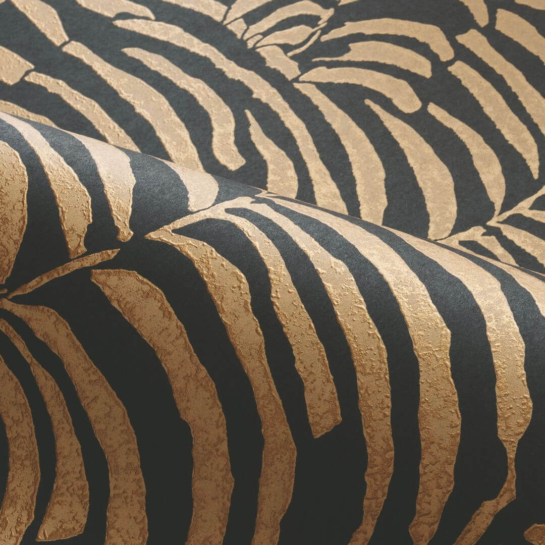 Vlies-Tapete mit Pflanzenmotiv NOBILE - NOIR/DORÉ schwarz mit Gold