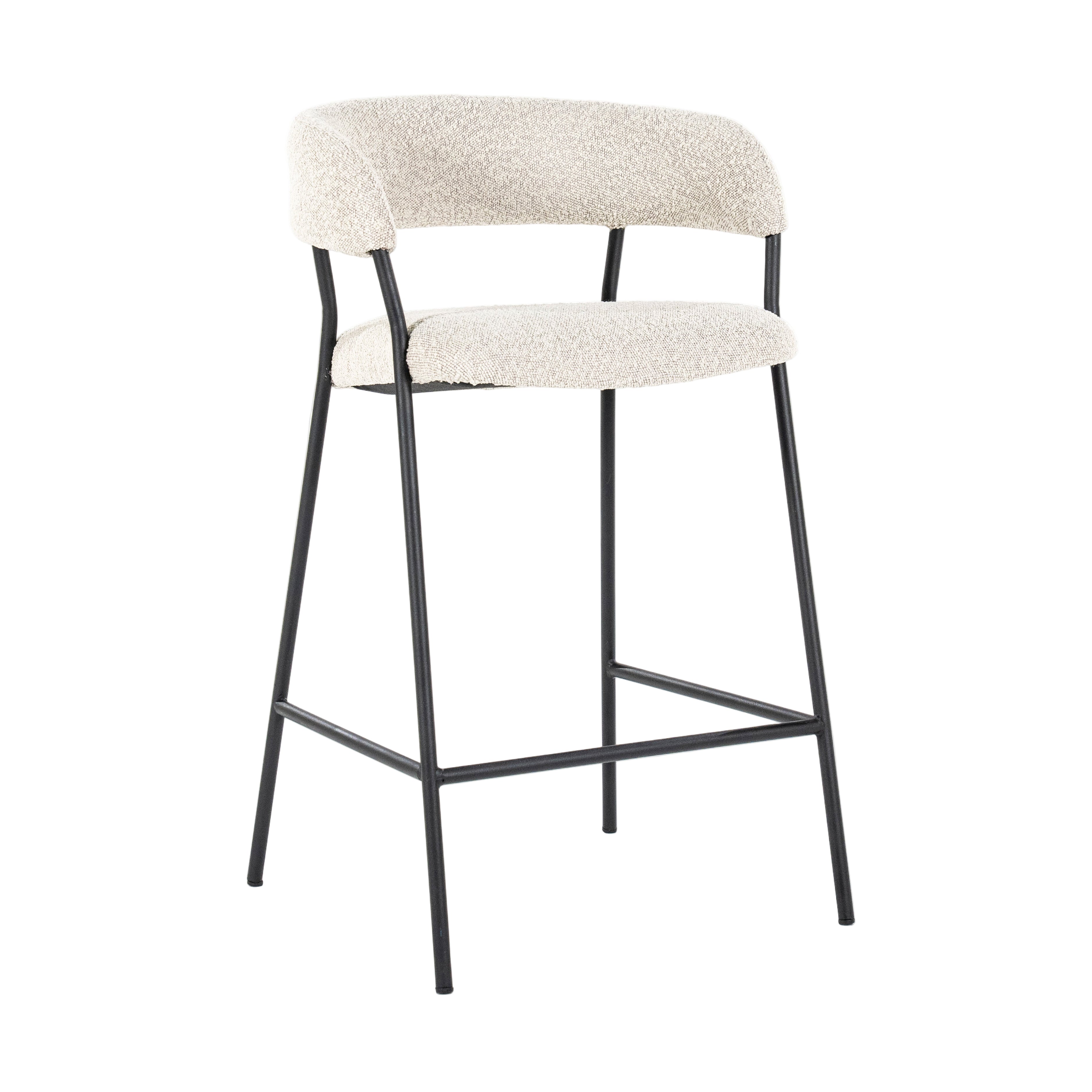 Beige LUKA Stool with Black Base