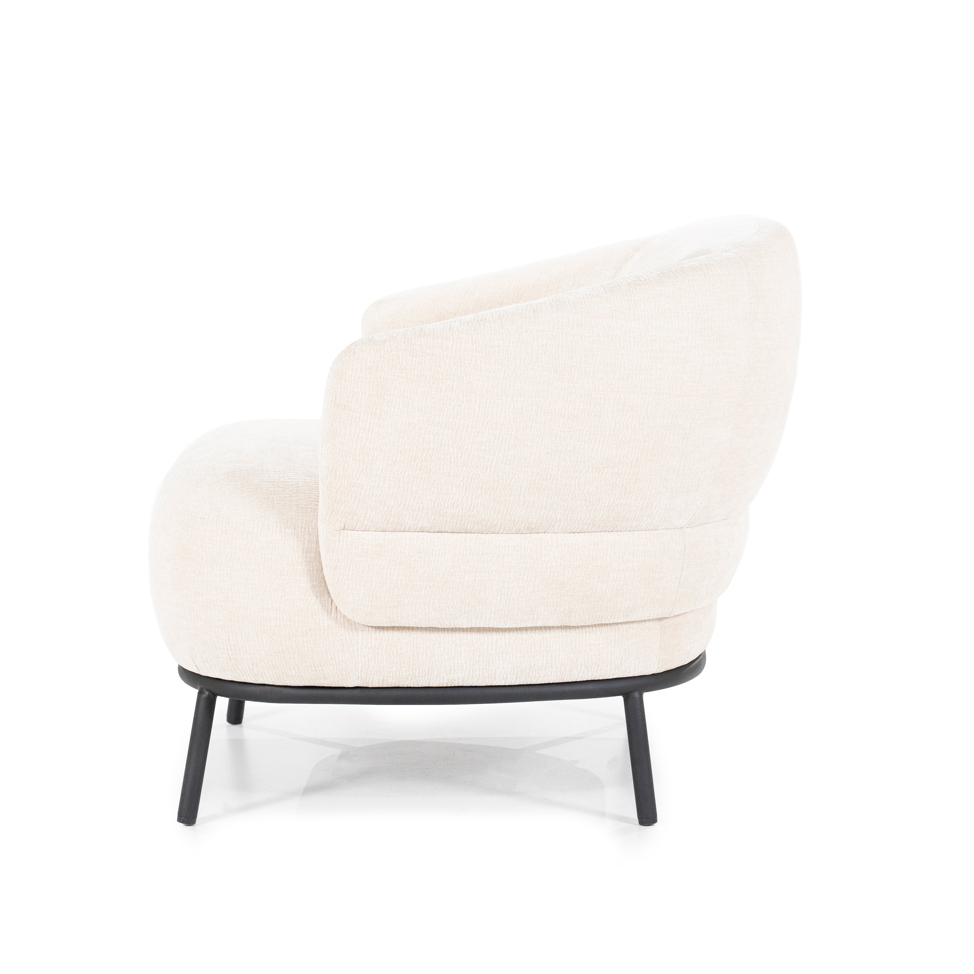 DAVID armchair in light beige with a black base