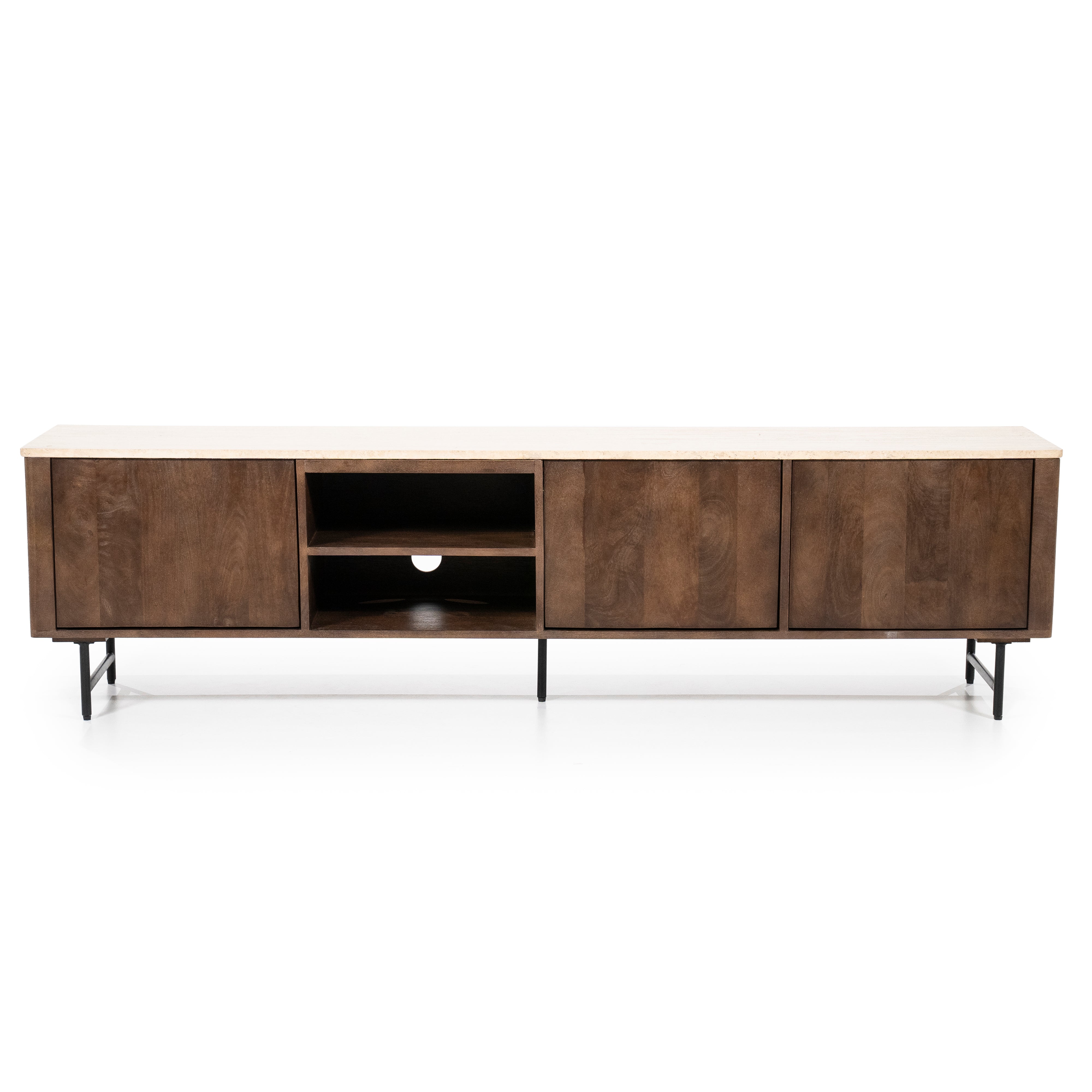 RTV Cabinet LIO brown mango wood with travertine