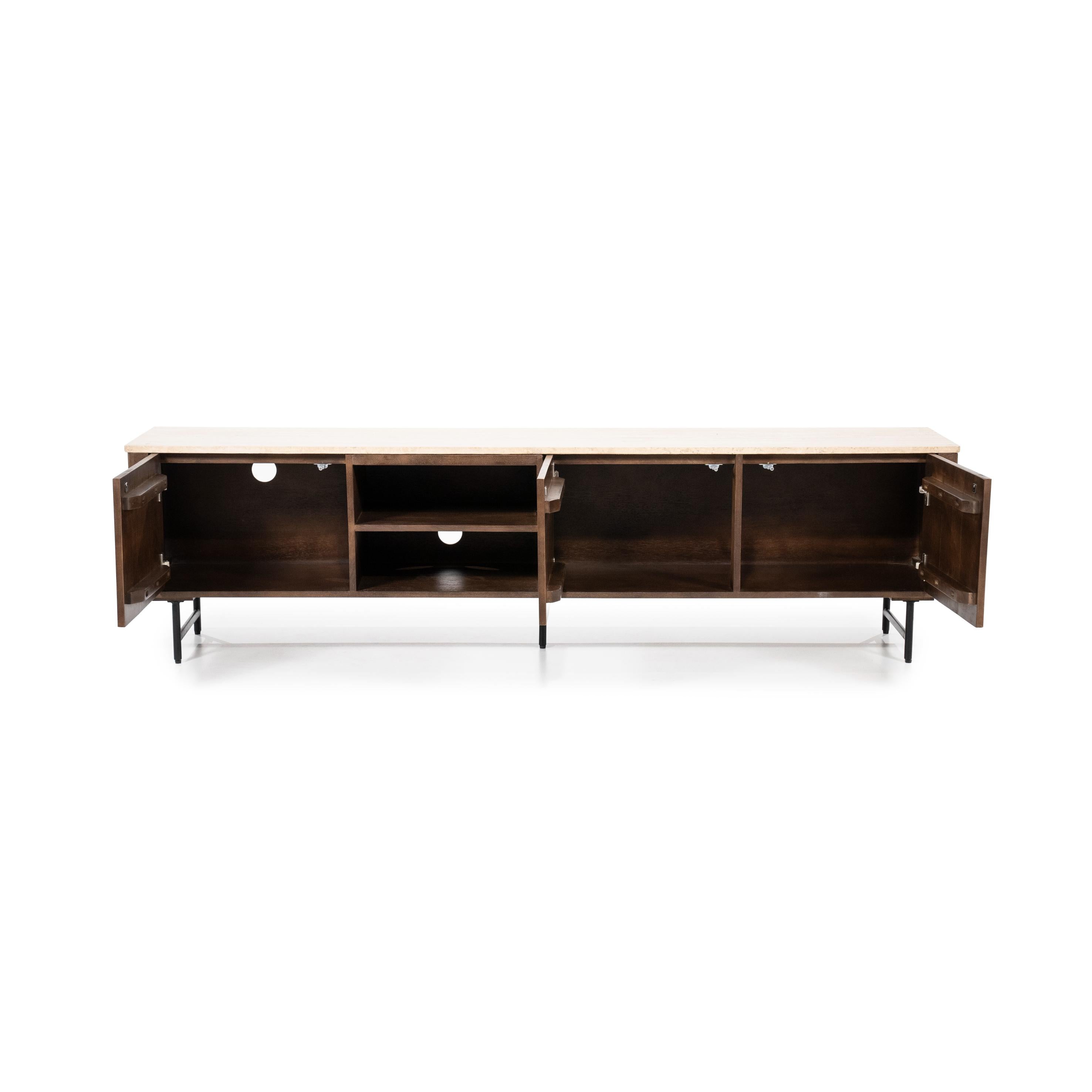 RTV Cabinet LIO brown mango wood with travertine