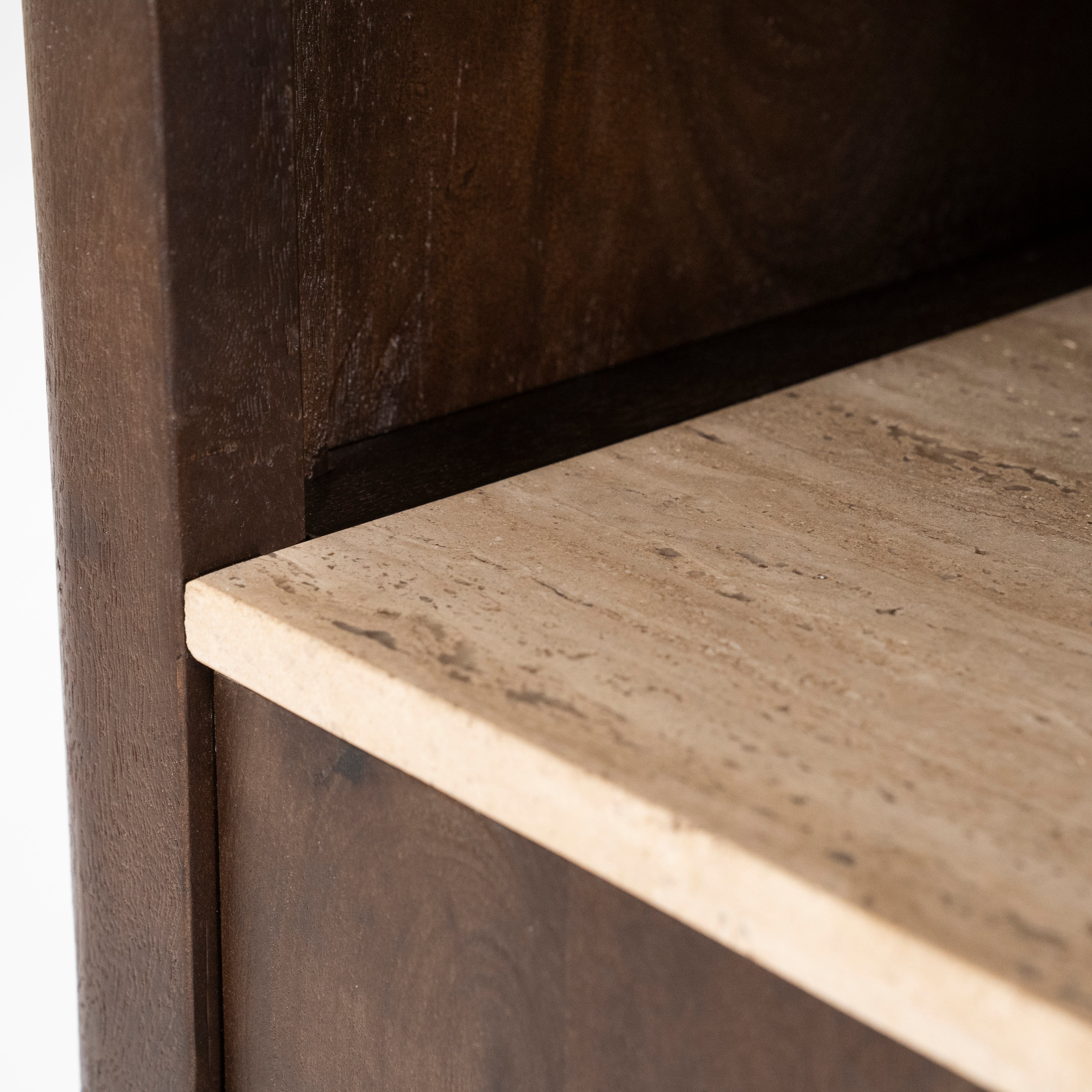 LIO Shelf brown mango wood with travertine