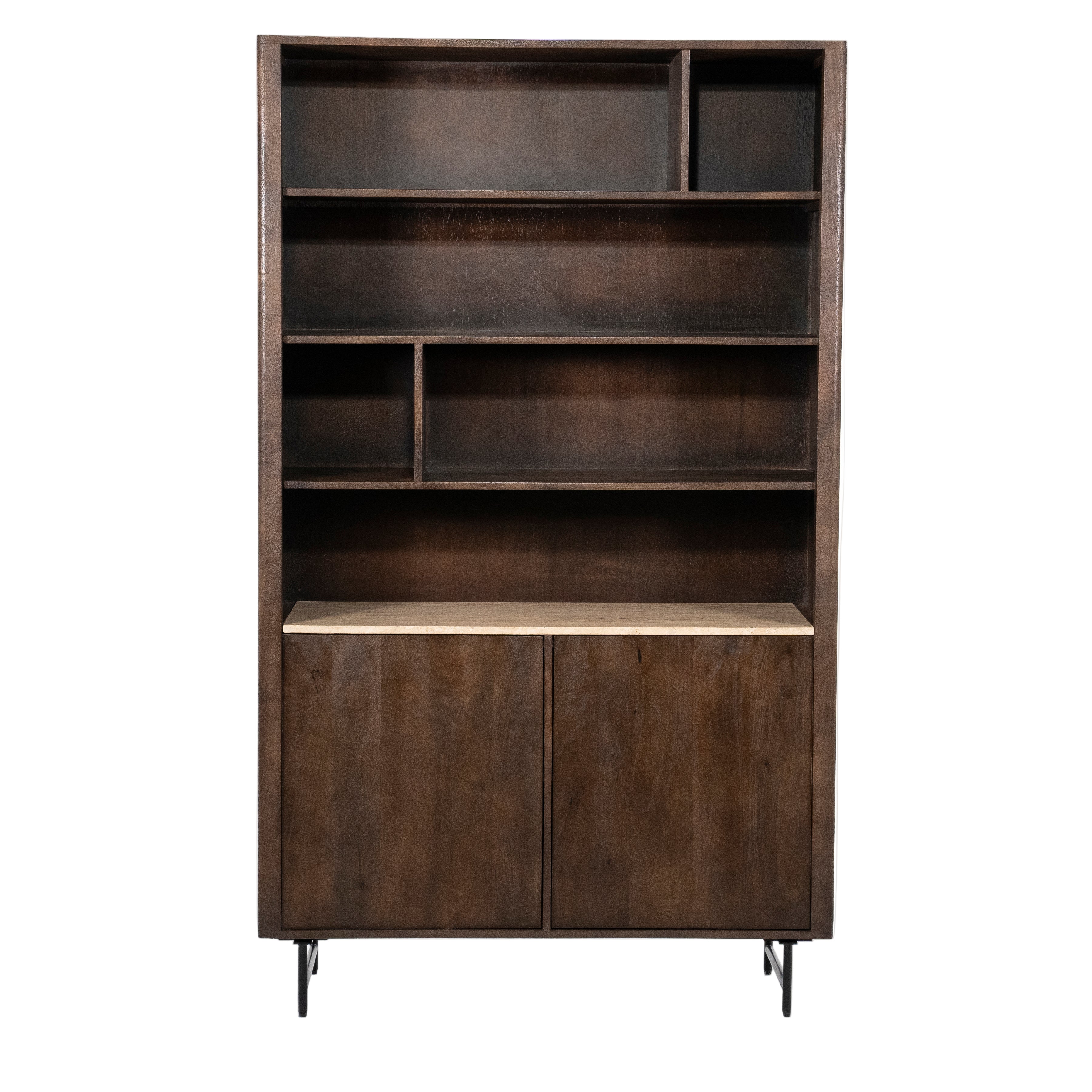 LIO Shelf brown mango wood with travertine