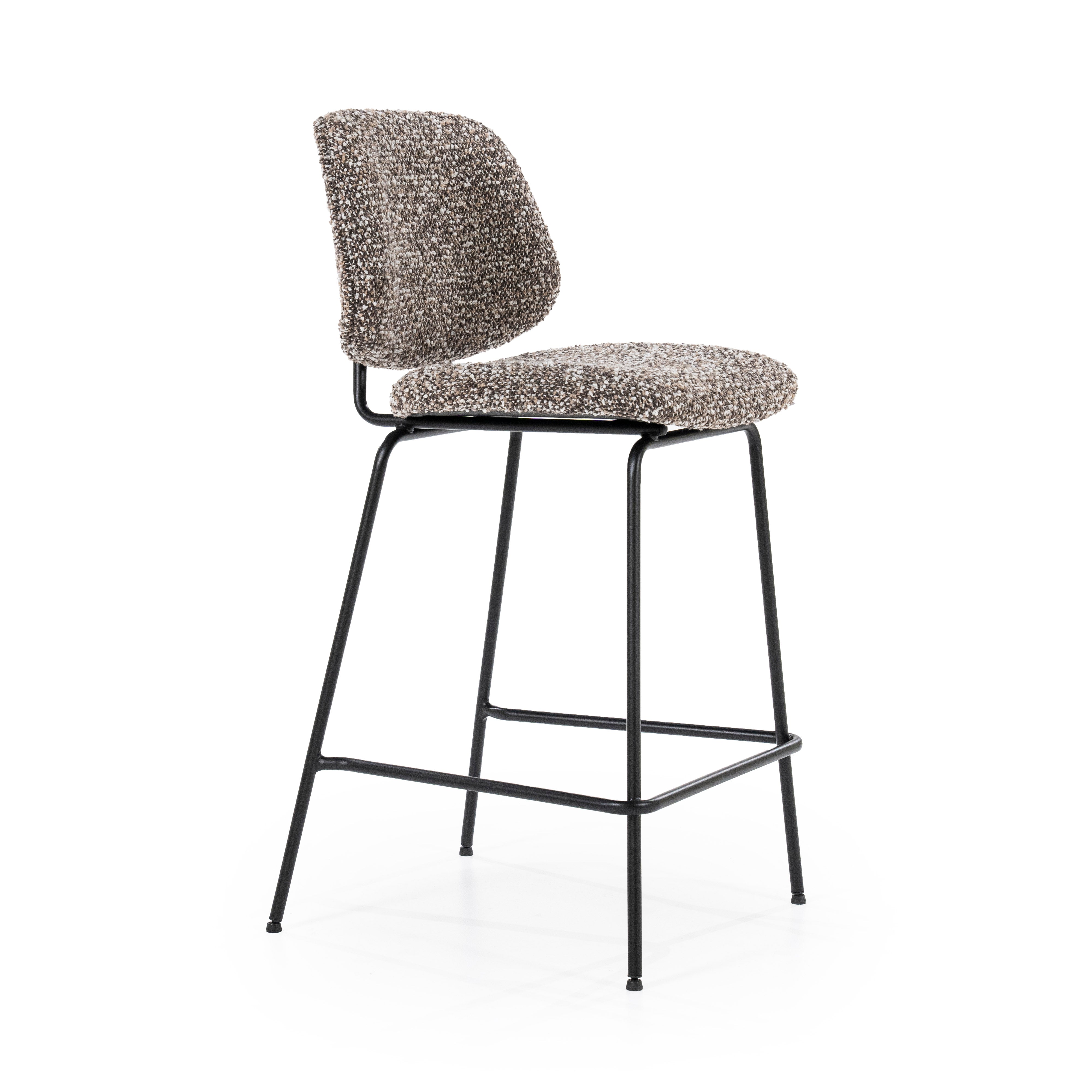 JON Gray Melange Stool with Black Base