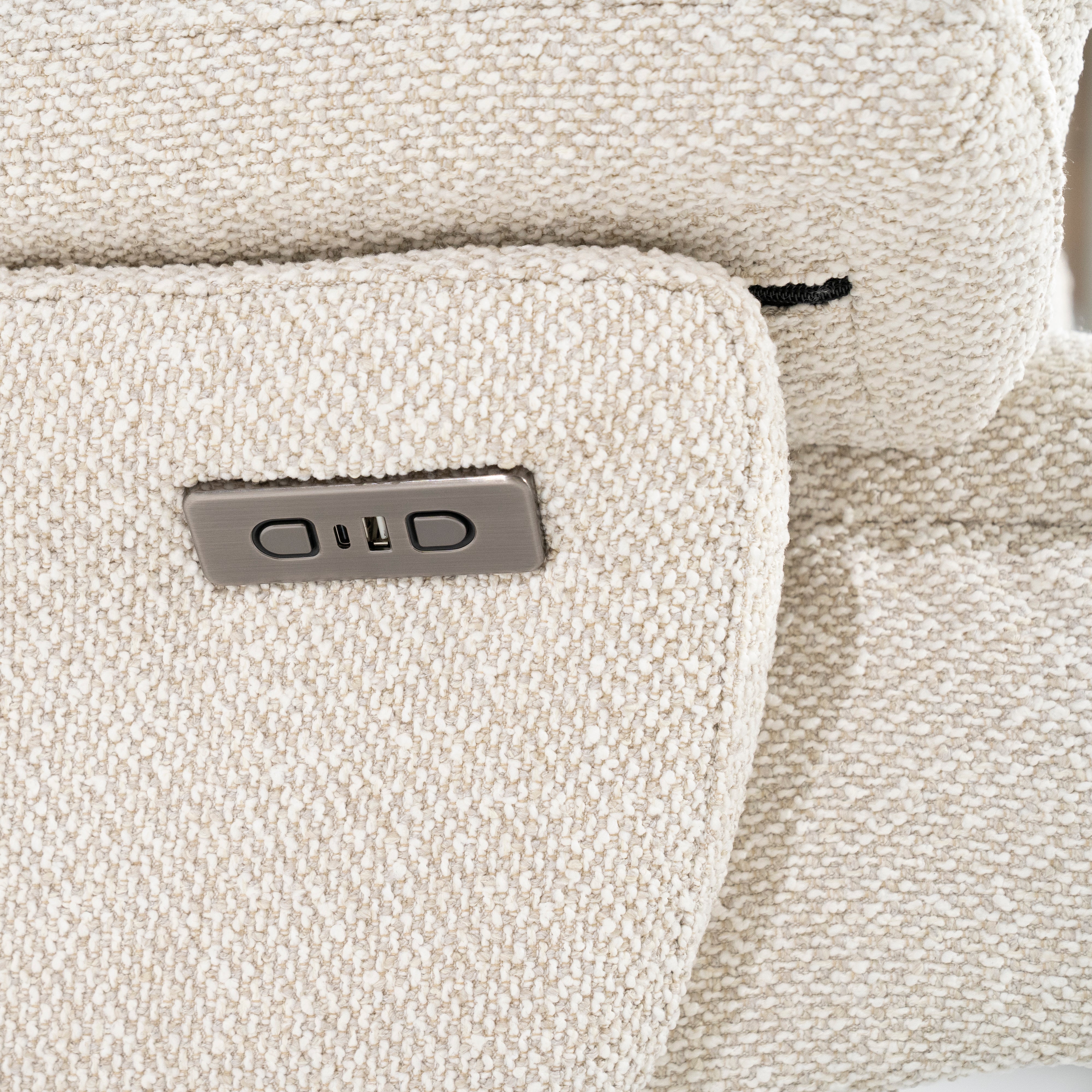 Sessel mit Fußstütze CALEB beige mit schwarzem Gestell