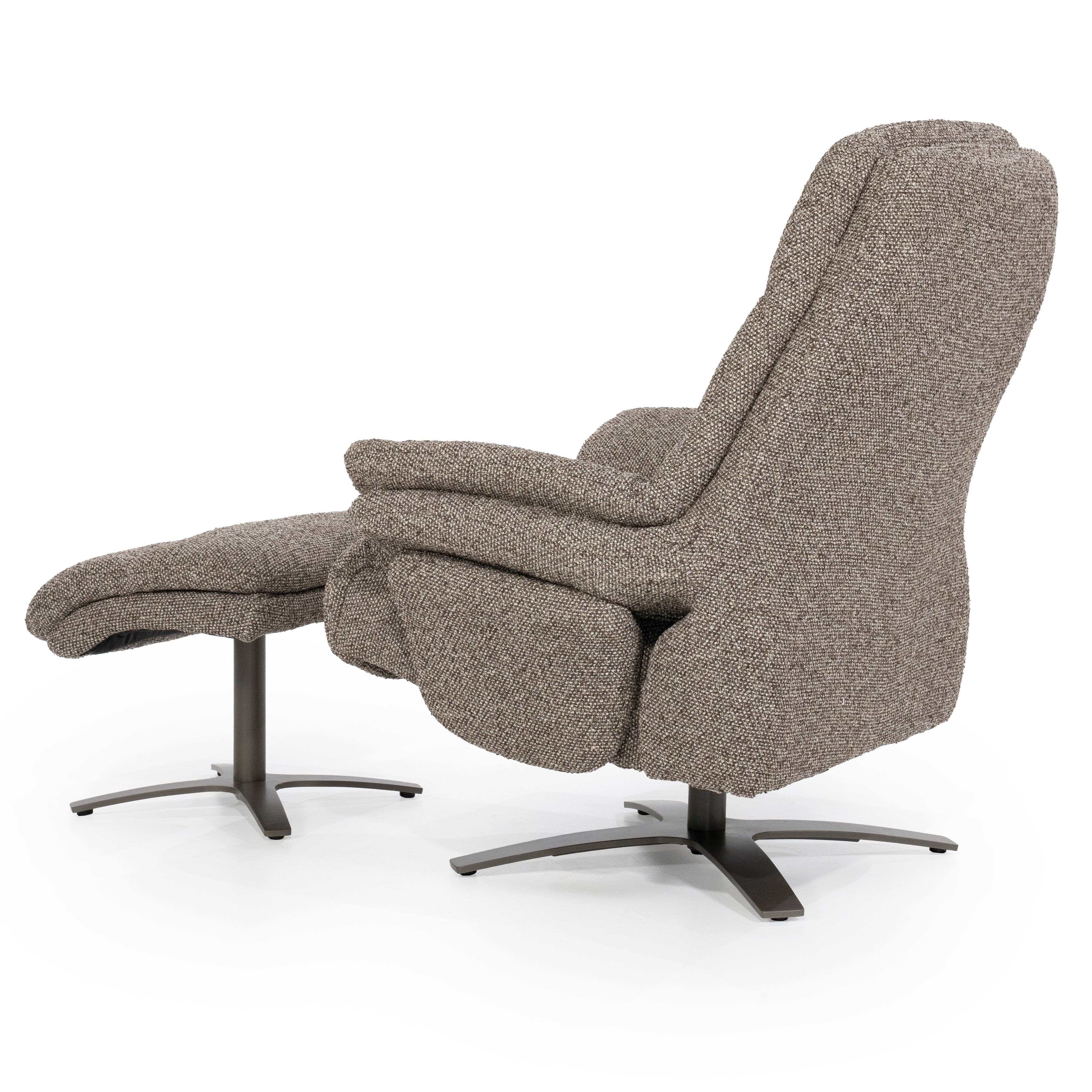 CALEB Dark Beige Armchair with Black Base and Footrest