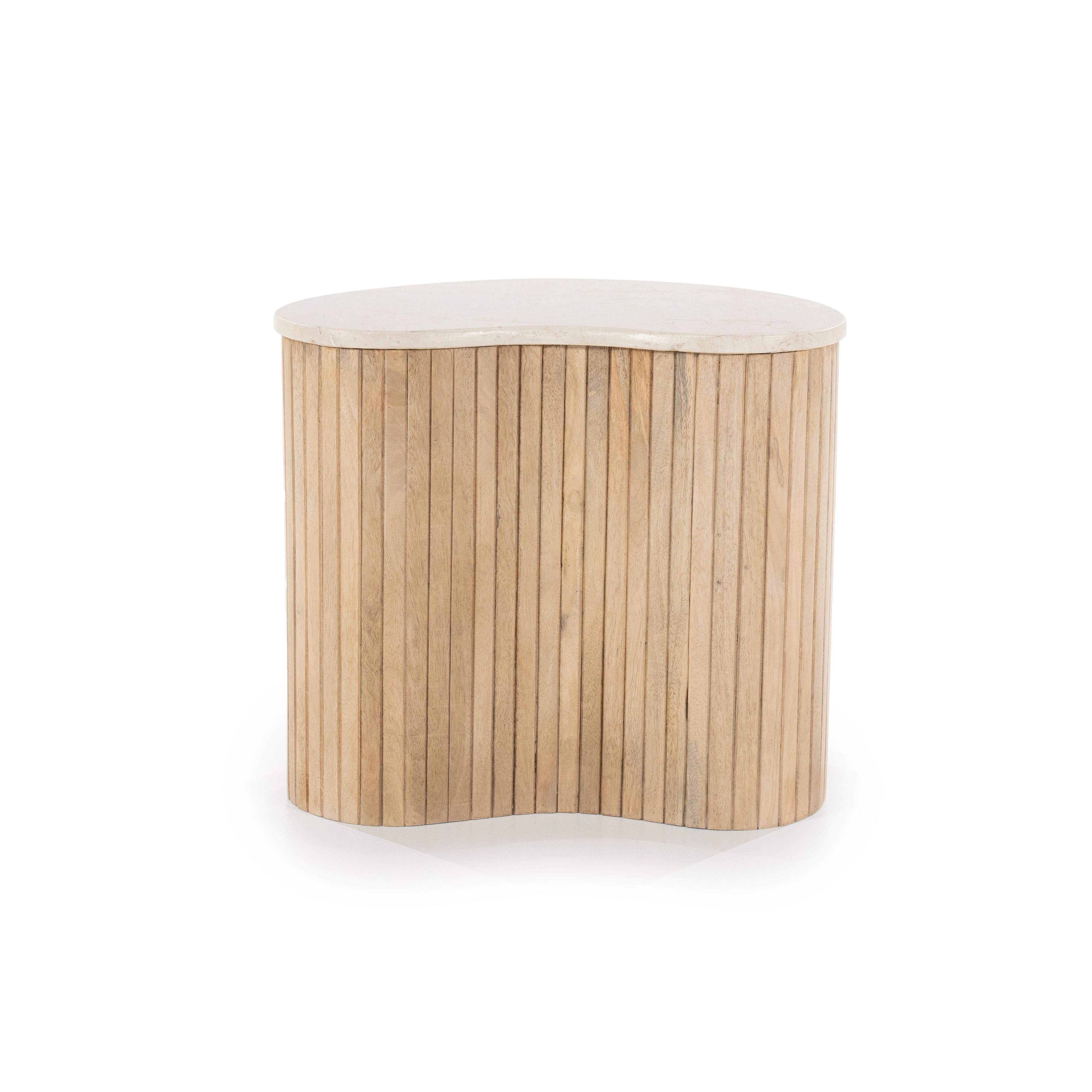 KIRA Side Table Mango Wood with Marble Top
