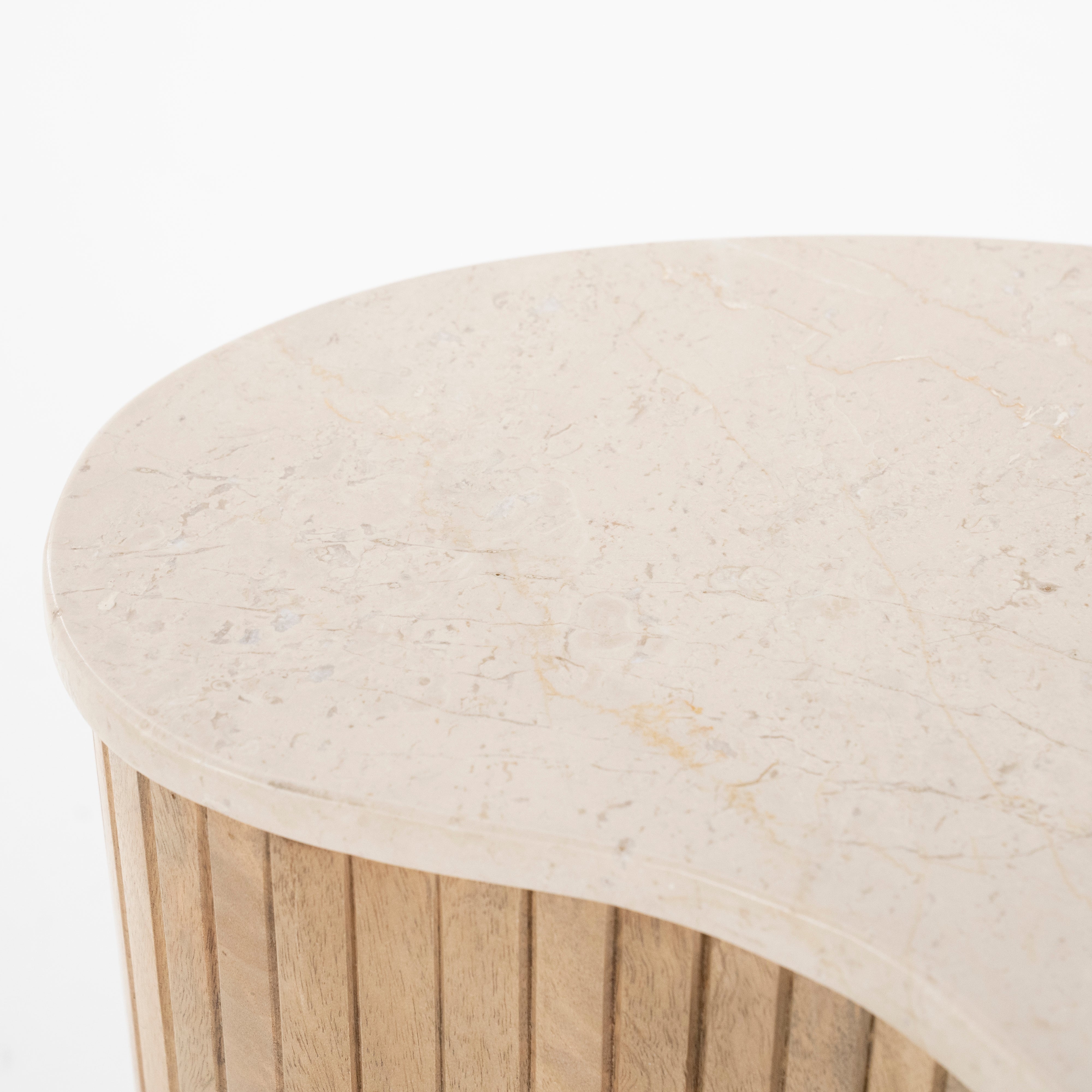 KIRA Side Table Mango Wood with Marble Top
