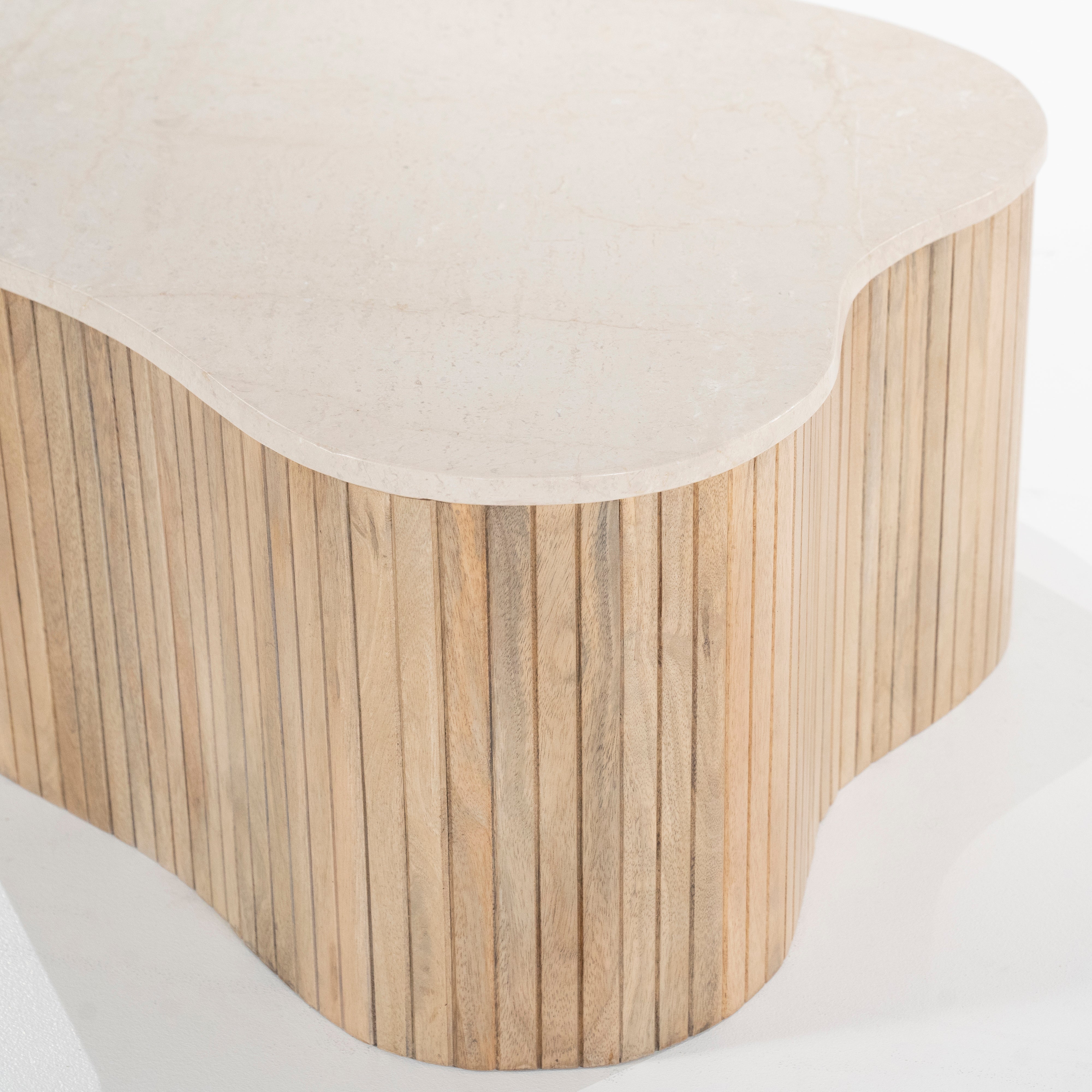 KIRA coffee table made of mango wood with a marble top