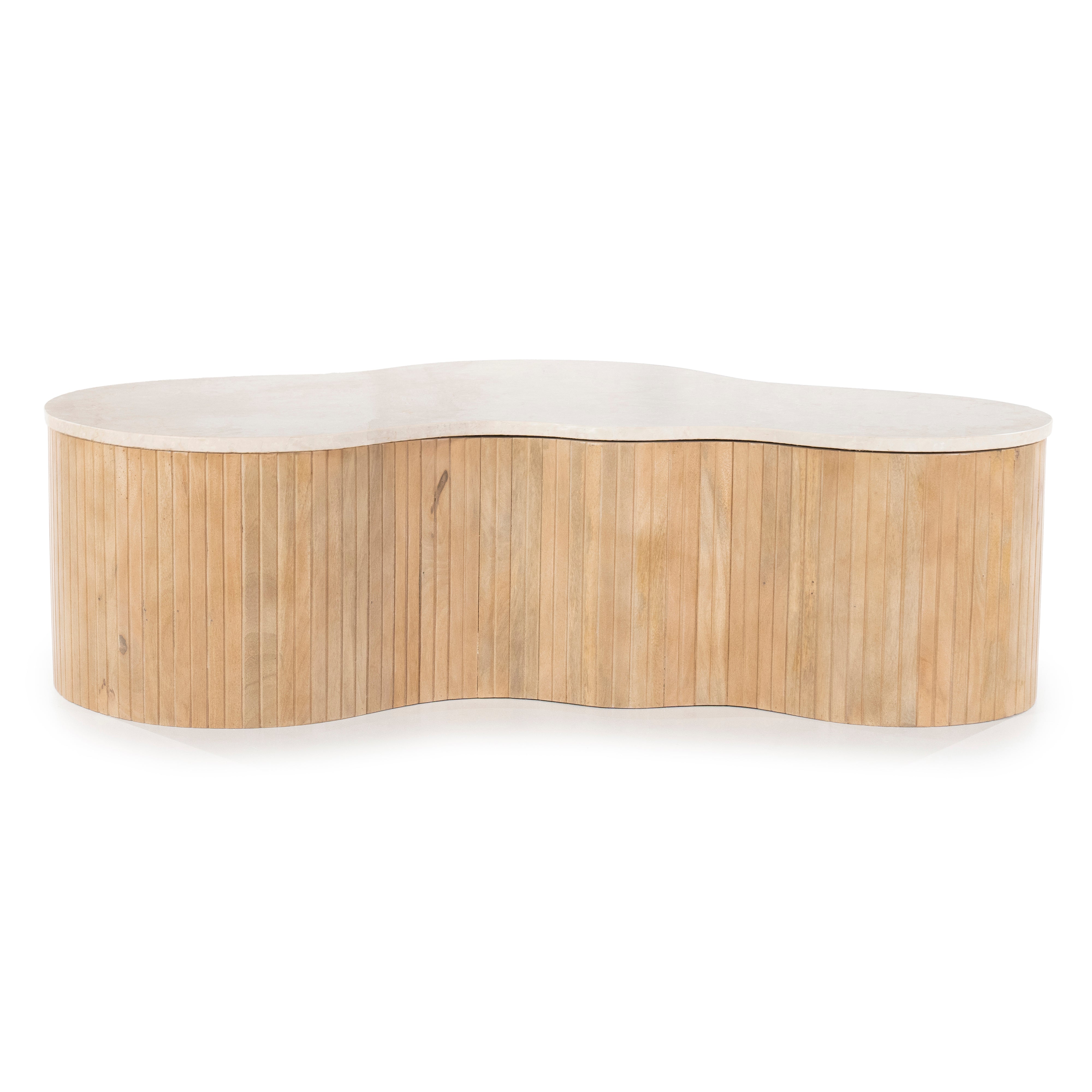 KIRA coffee table made of mango wood with a marble top