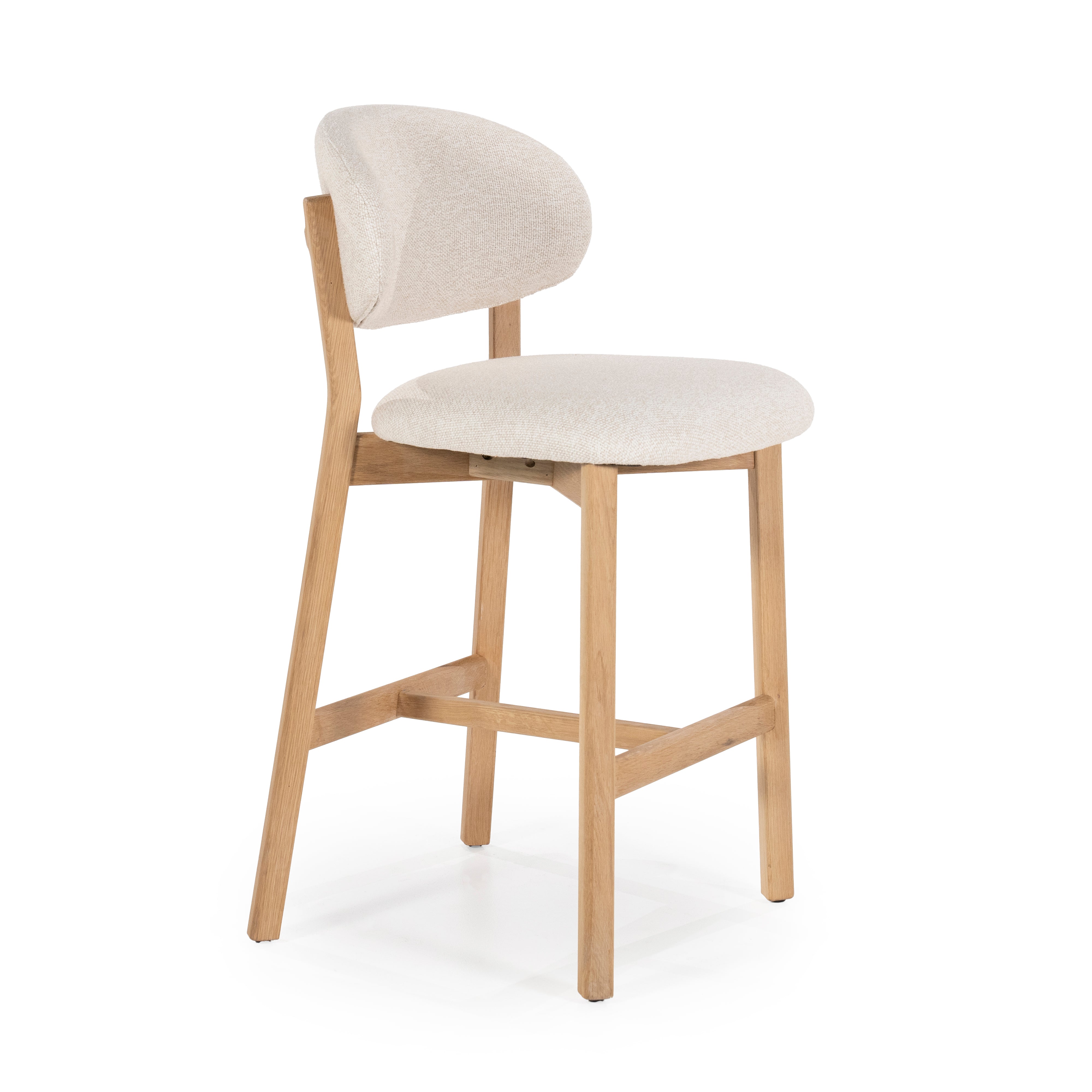 MIKKY Beige Stool with Oak Base