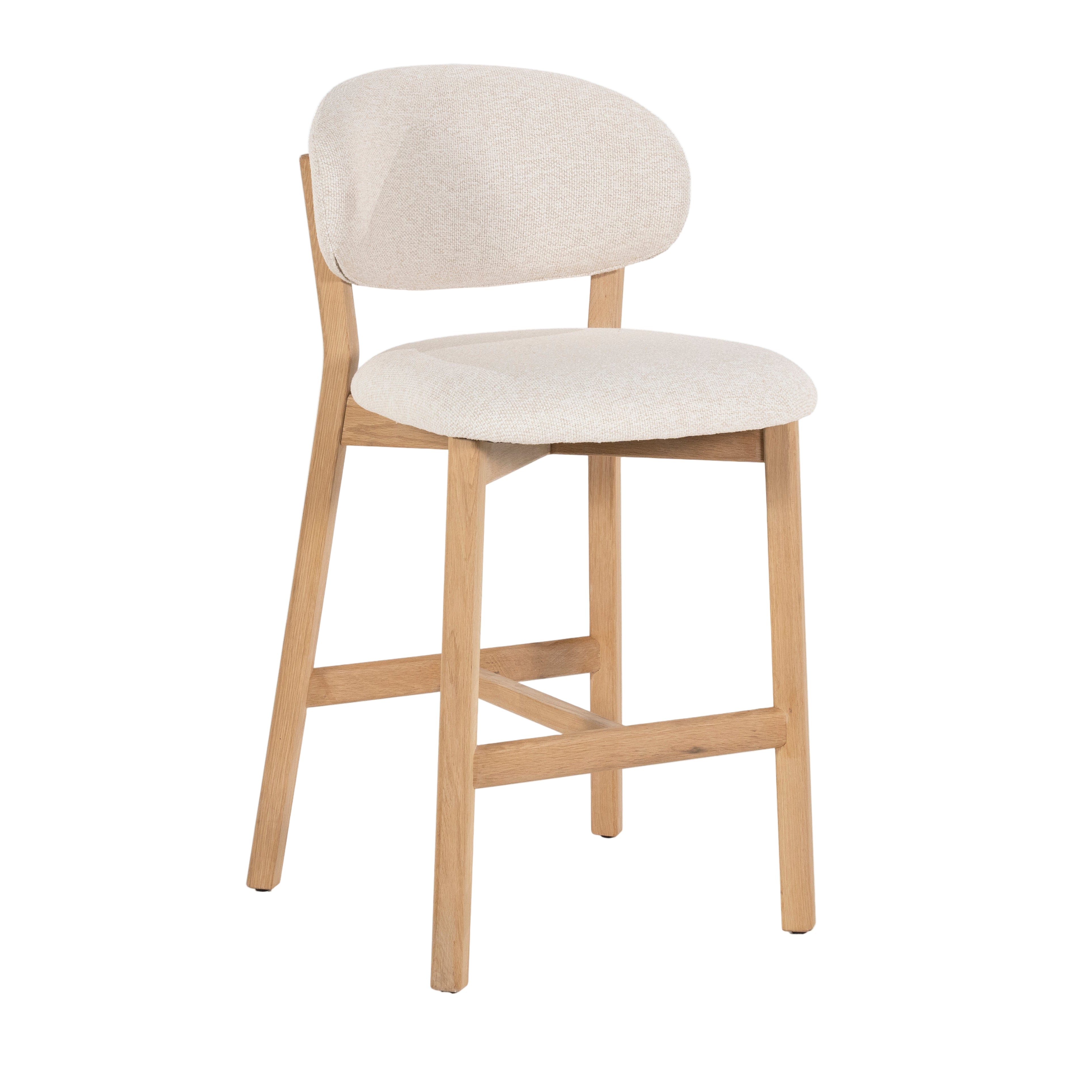 MIKKY Beige Stool with Oak Base