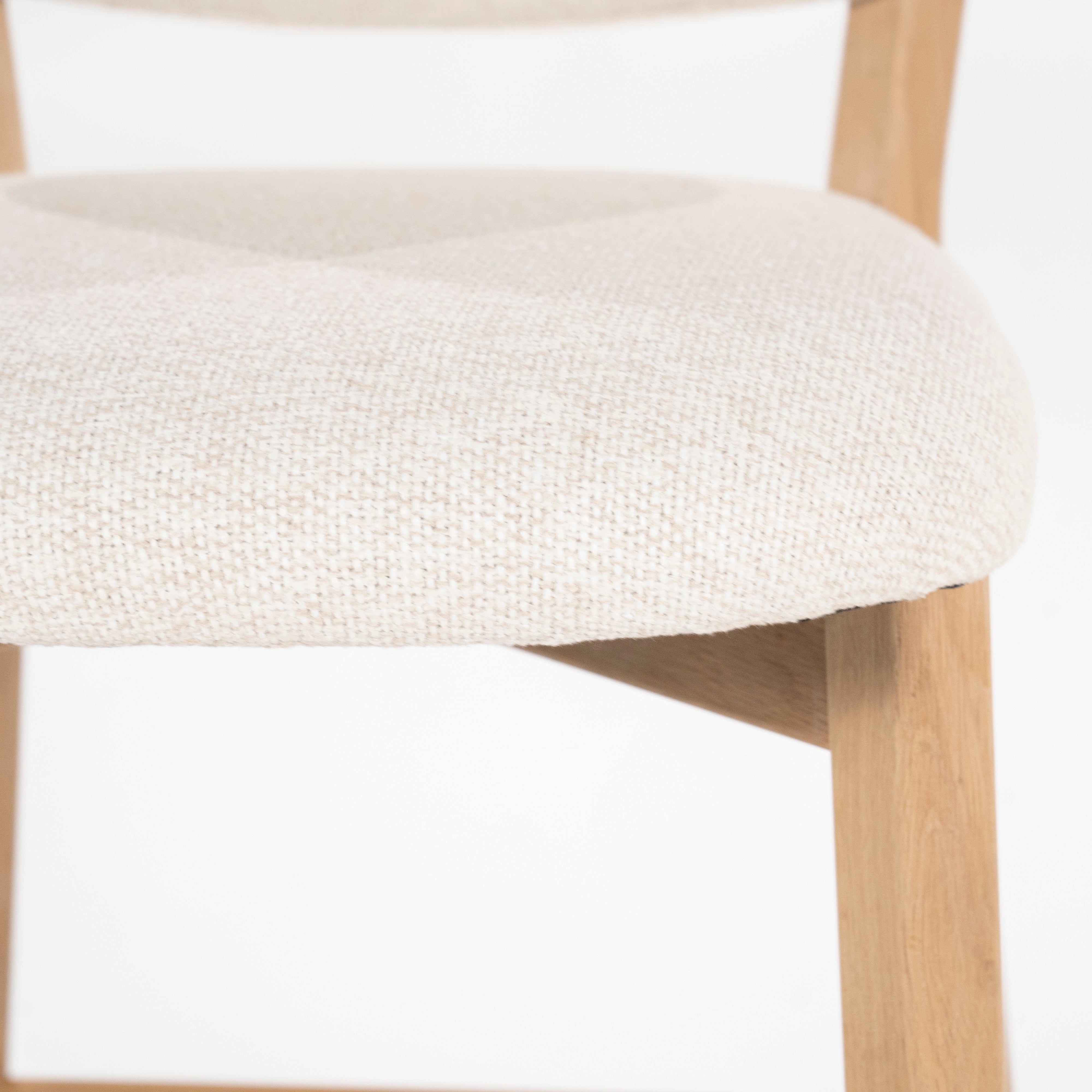 MIKKY Beige Stool with Oak Base