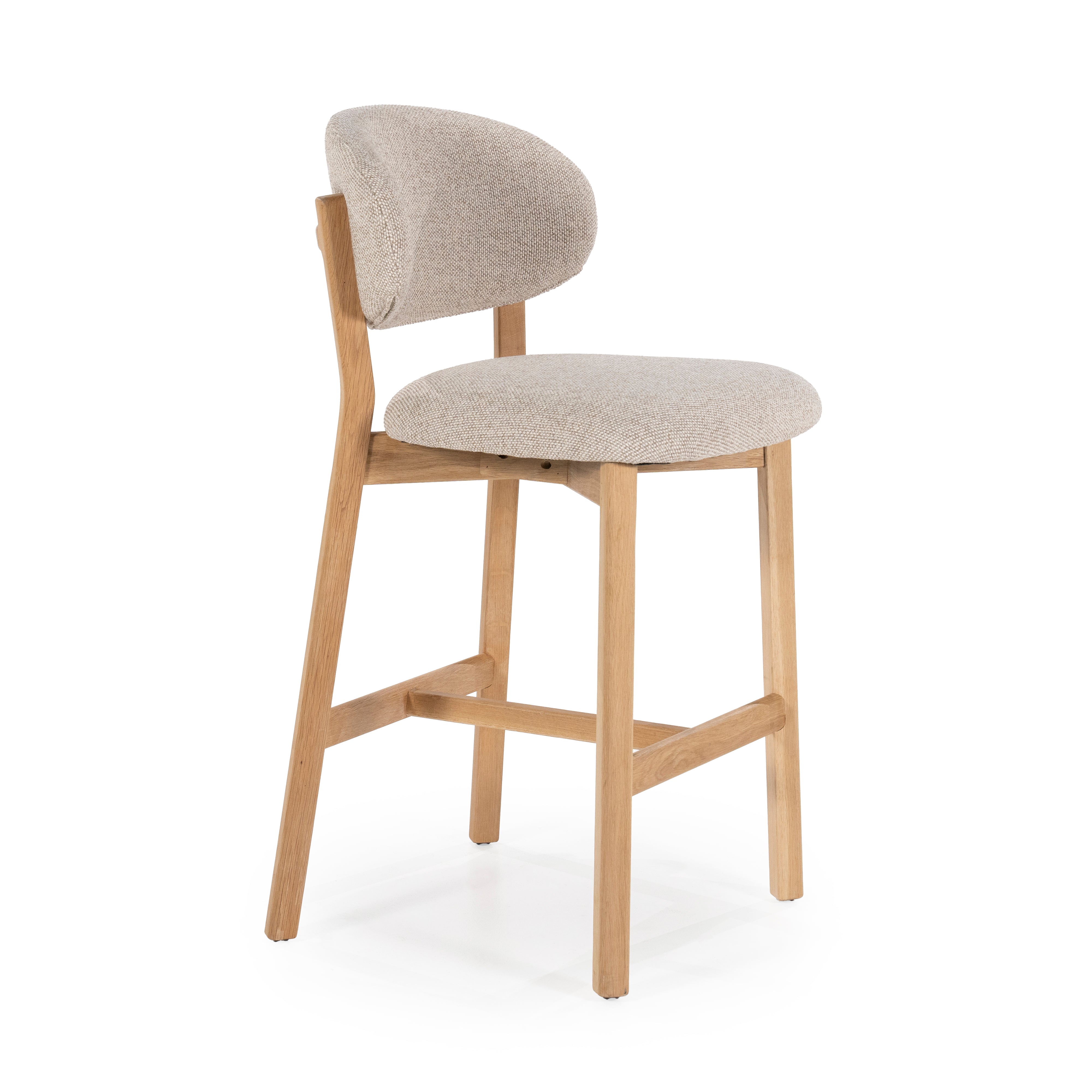 MIKKY taupe stool with oak base