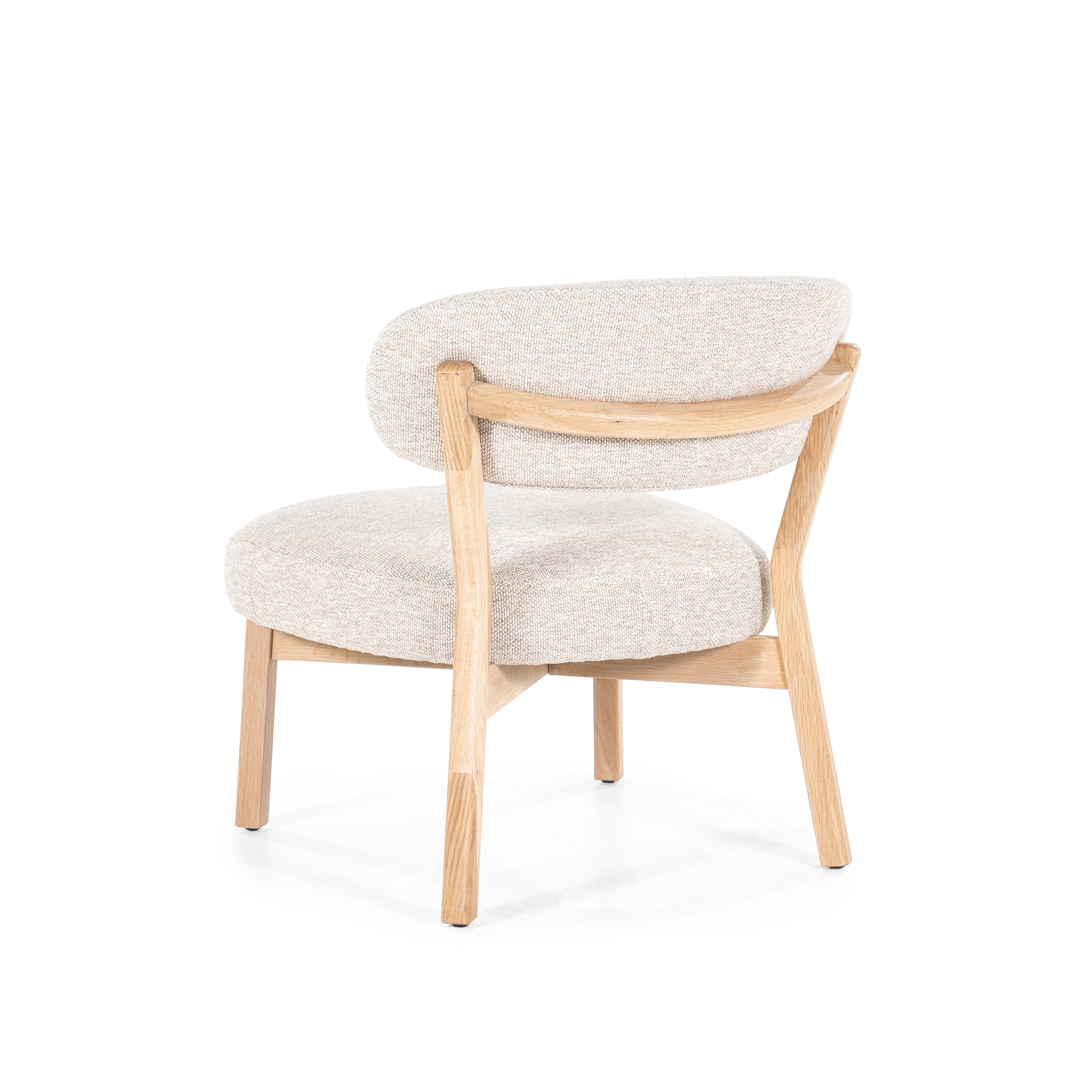 MIKKY Beige Armchair with Light Wooden Base