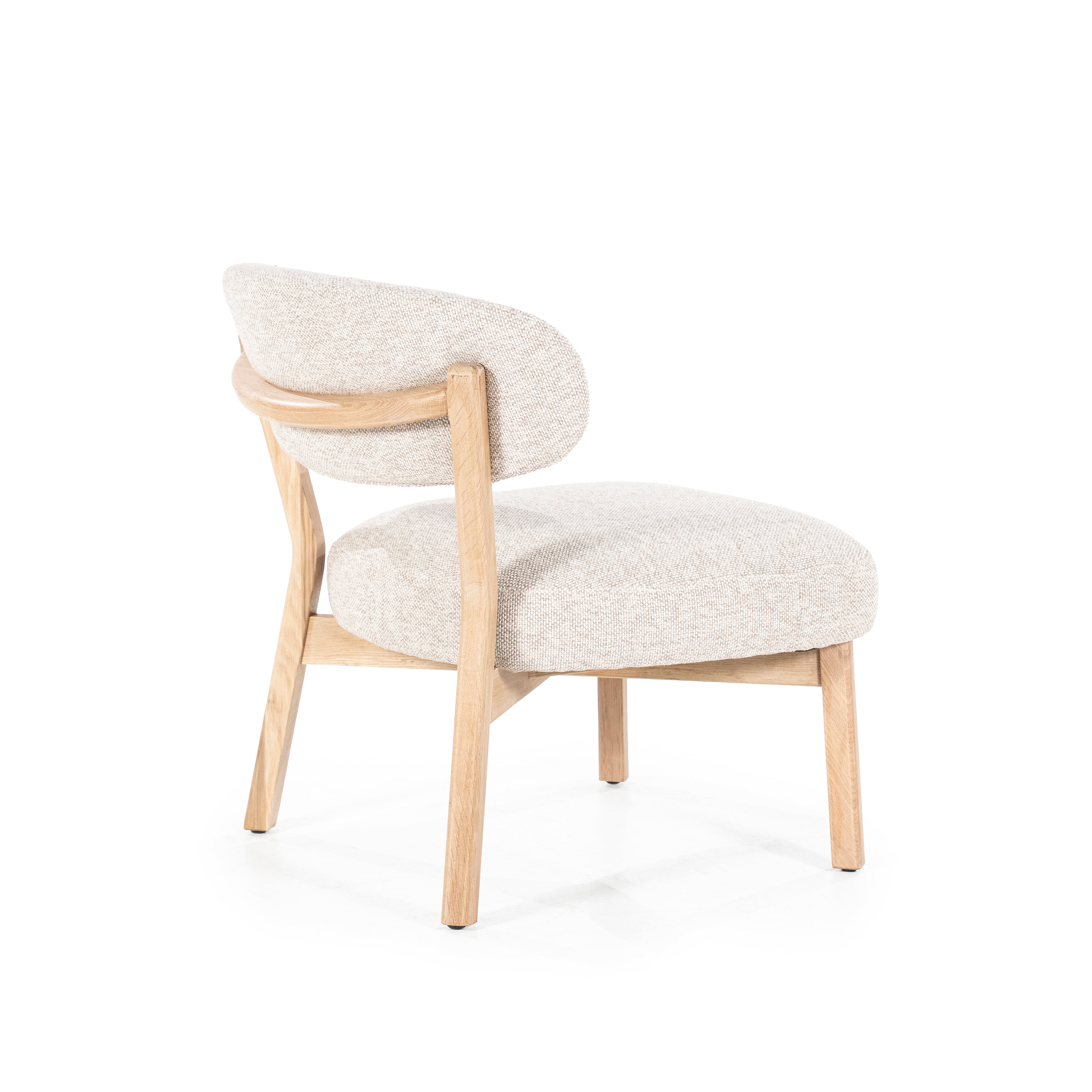 MIKKY Beige Armchair with Light Wooden Base