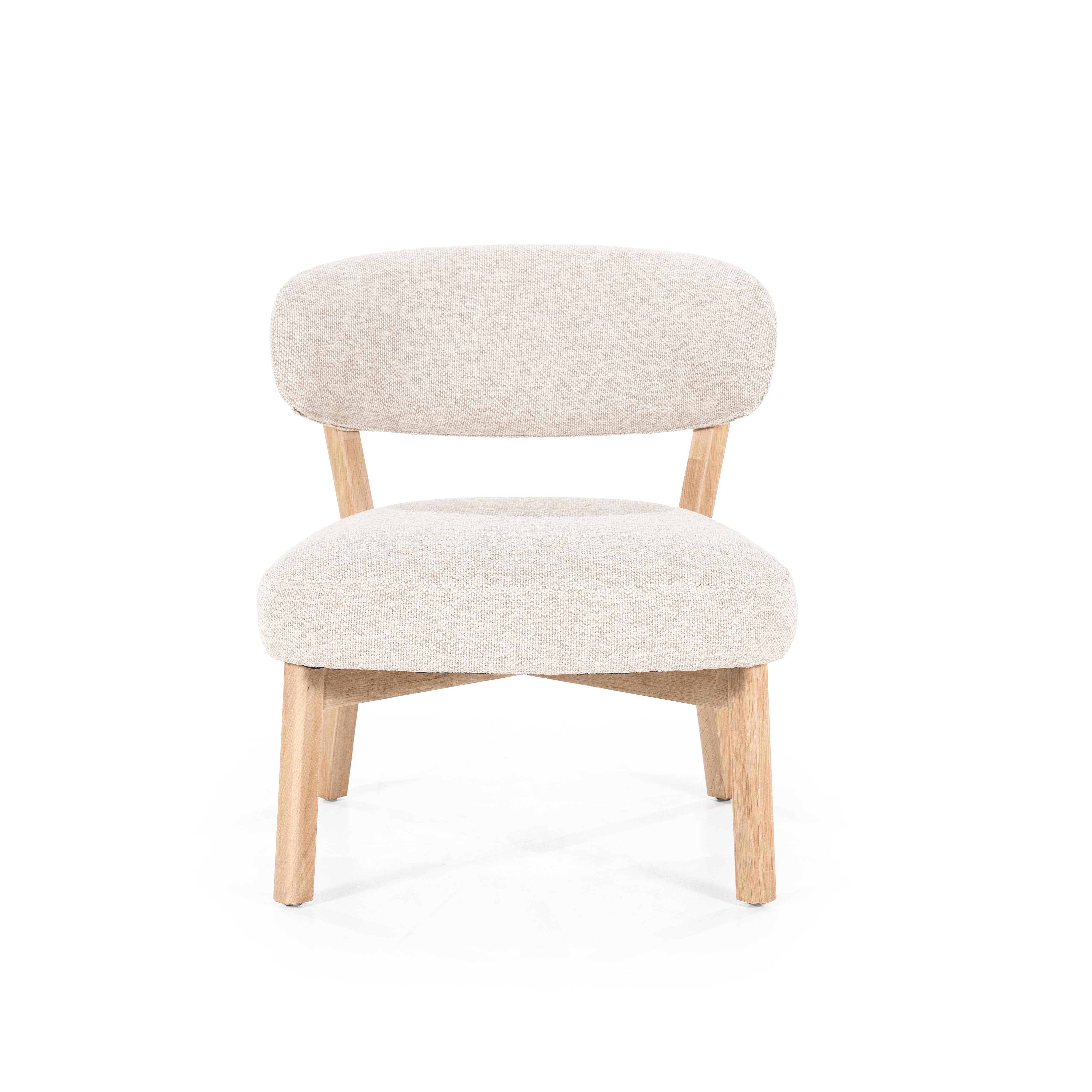 MIKKY Beige Armchair with Light Wooden Base