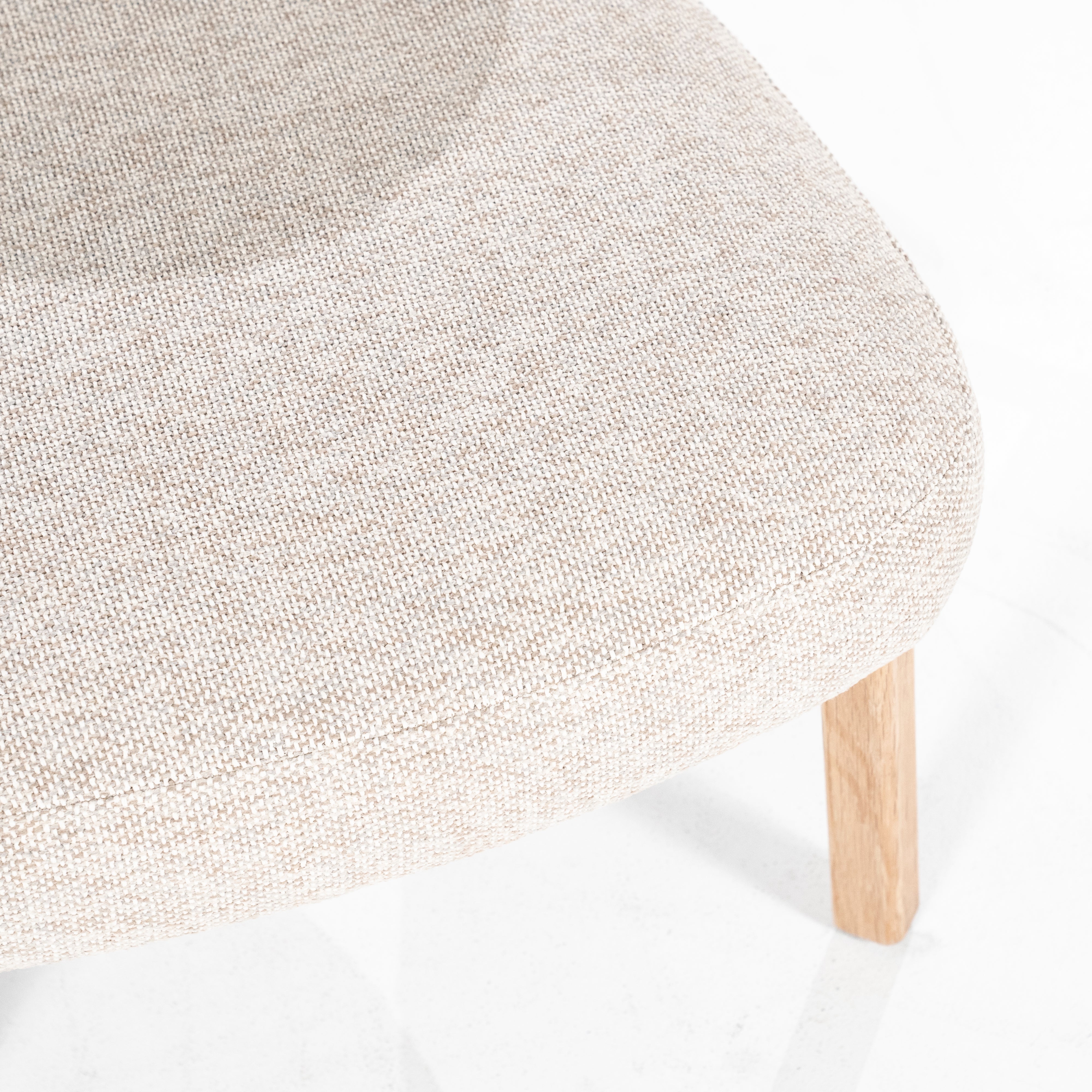 MIKKY Beige Armchair with Light Wooden Base