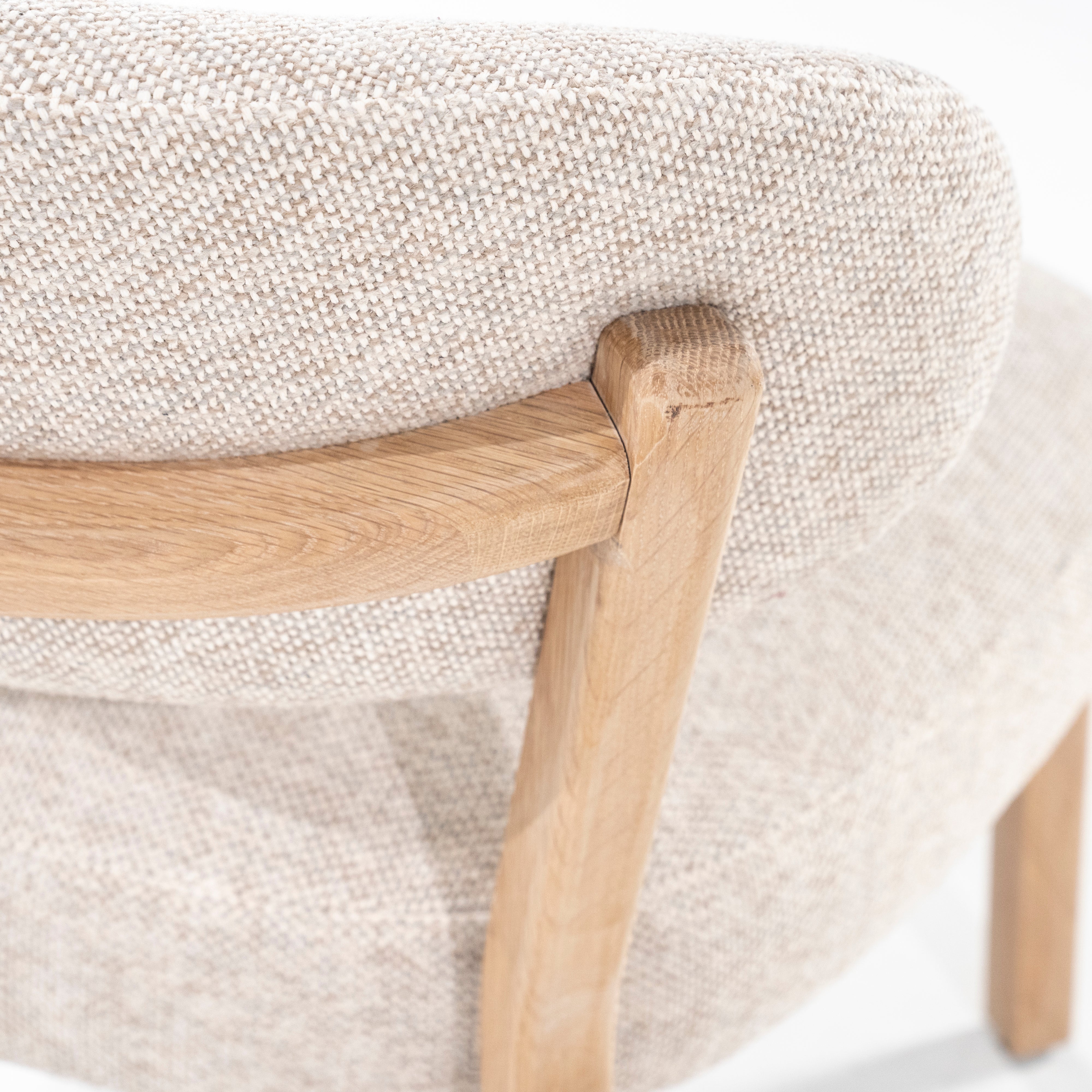 MIKKY Beige Armchair with Light Wooden Base